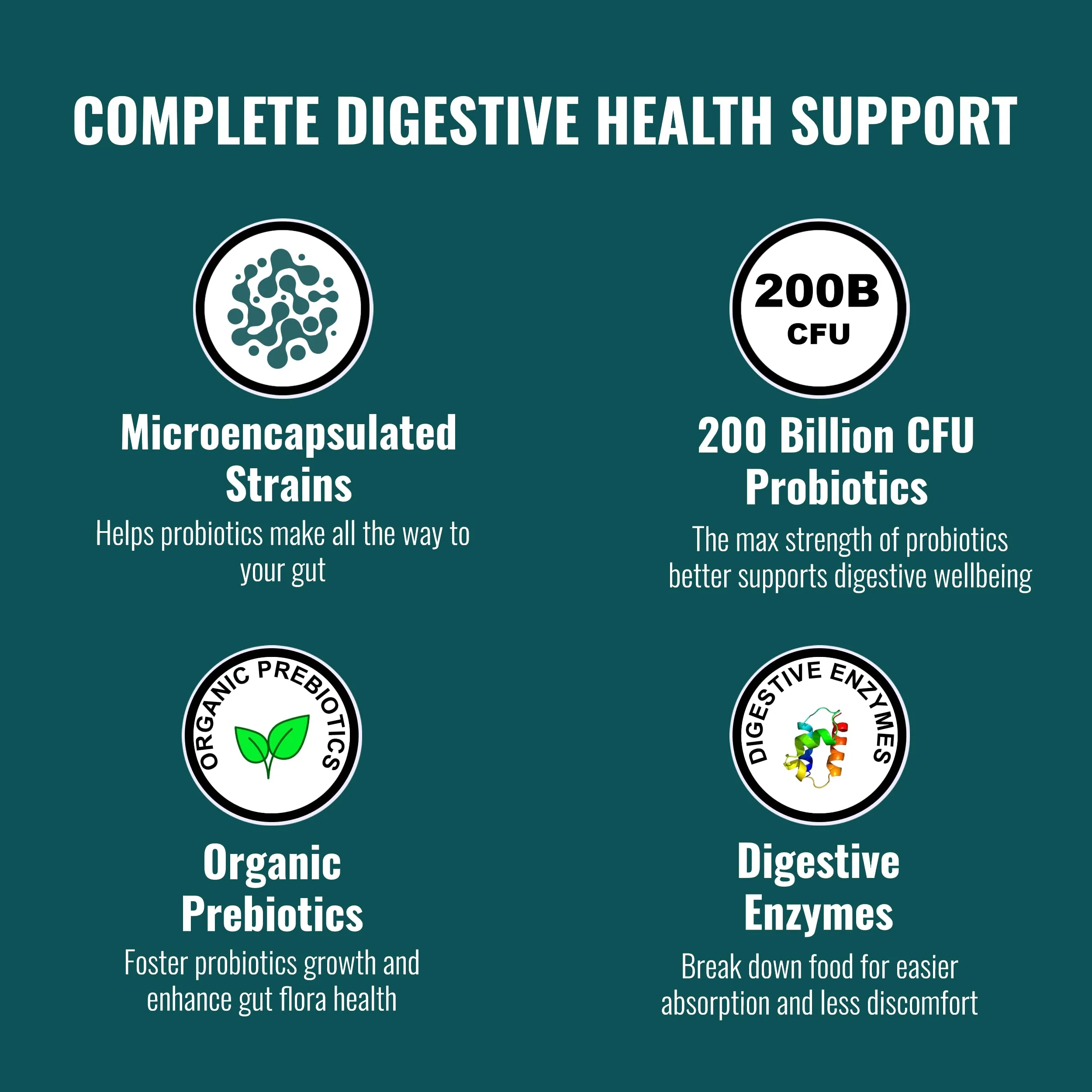 UpNourish Probiotics - 200 Billion CFUs for Men and Women, 15 Clinically Studied Strains, Prebiotics & Enzymes - 60 Vegan Capsules - Image 6