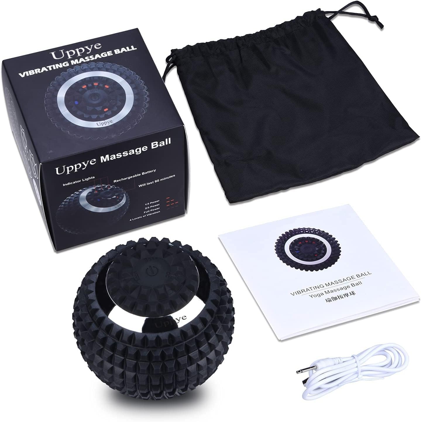 Uppye Vibrating Ball Massager, 4-Speed High-Intensity Fitness Lacrosse Ball, Mobility Ball for Workout Recovery, Deep Tissue Massager for Pain Relief and Trigger Point Treatment (Black) - Image 3