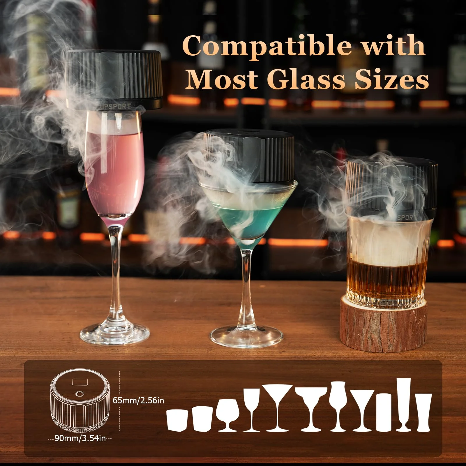 UPSPORT Electric Whiskey Smoker Kit with 4 Light Modes, Rechargeable Cocktail Smoker, 6 Wood Chips, No Butane Required, Christmas/Birthday Gifts for Men, Dad, Husband - Image 5