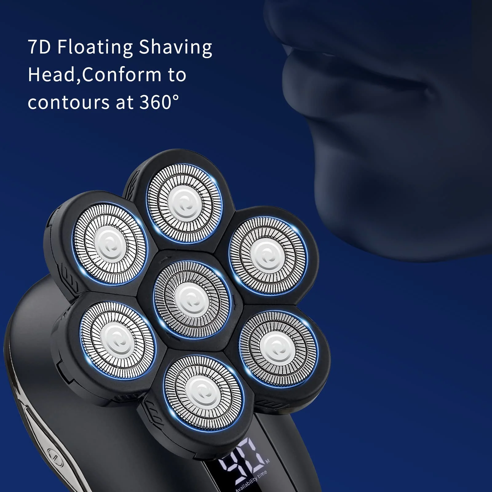 UPTARD Electric Head Shavers for Bald Men, Head Razor for Men with Nose Hair Sideburns Trimmer, LED,Travle Lock - Image 4