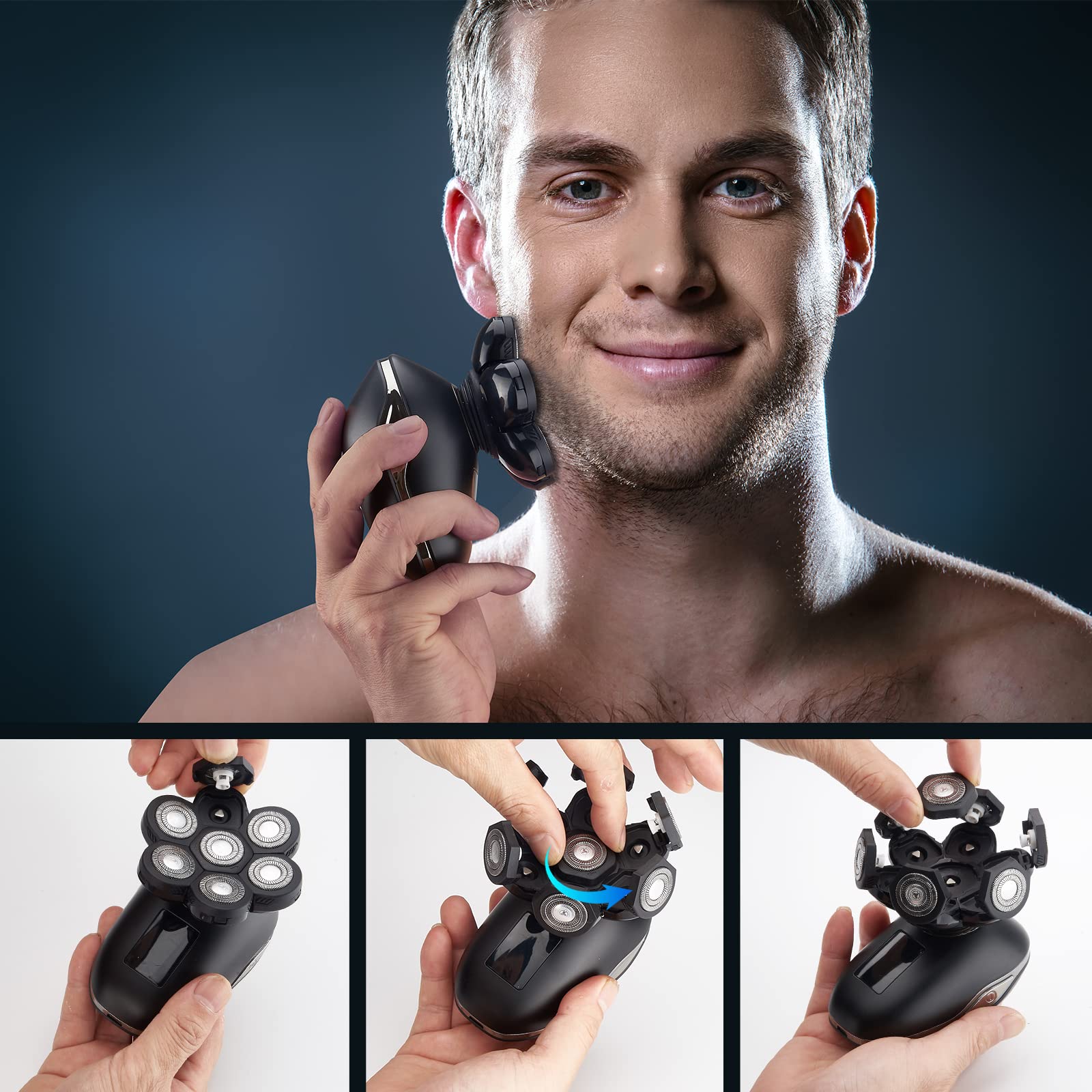 UPTARD Electric Head Shavers for Bald Men, Head Razor for Men with Nose Hair Sideburns Trimmer, LED,Travle Lock - Image 5