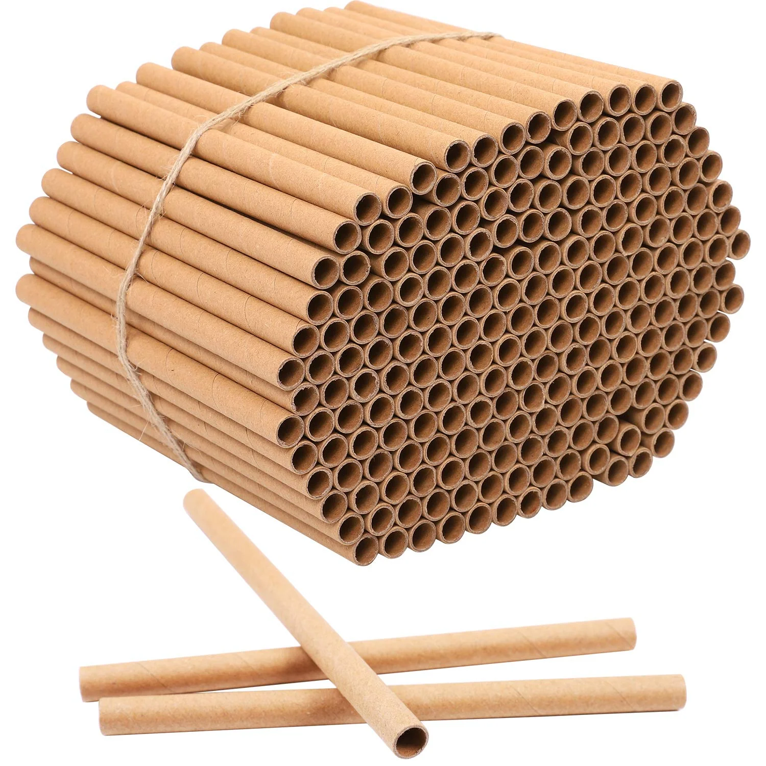 URATOT 200 Pieces Mason Bee Tubes, 6 Inches, Brown Kraft Paper, Bee Houses, Refill Tubes