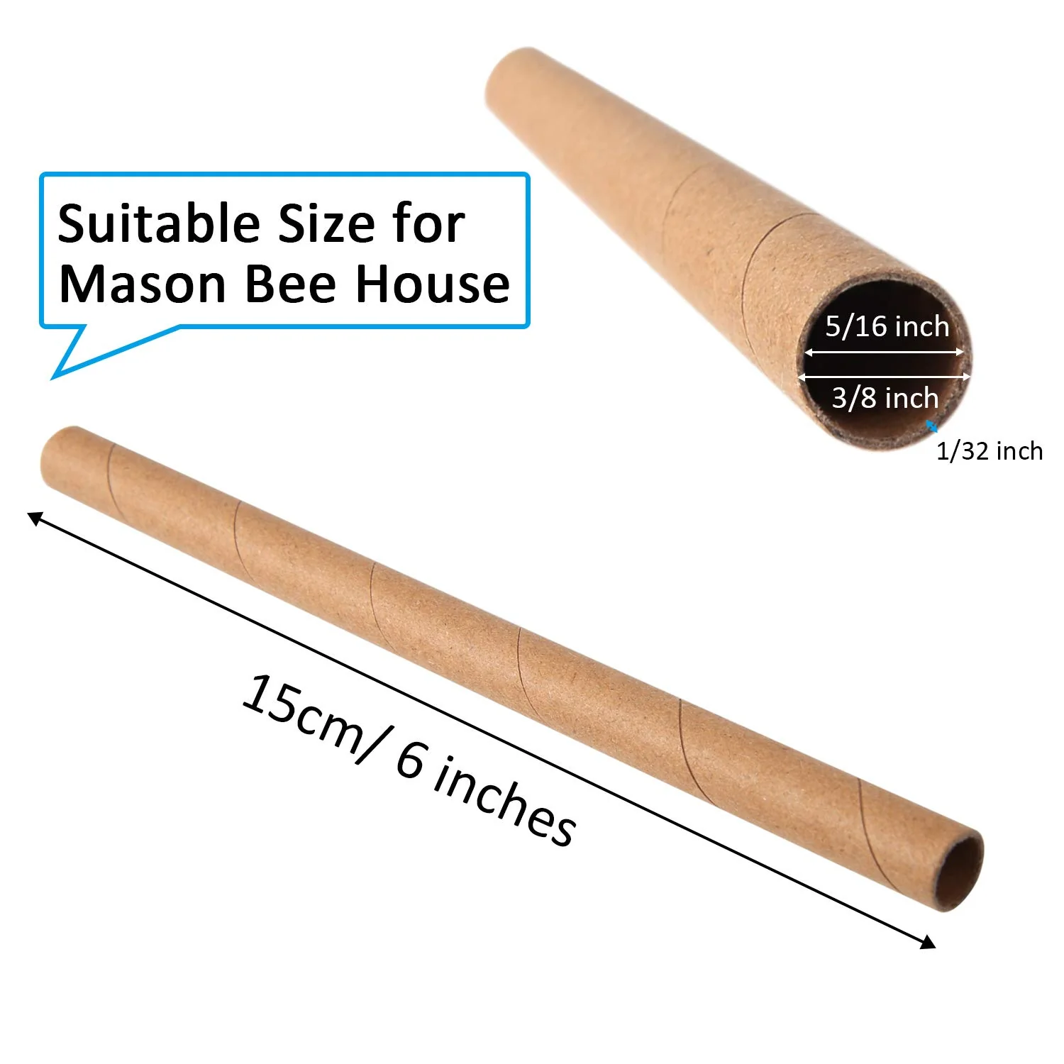 URATOT 200 Pieces Mason Bee Tubes, 6 Inches, Brown Kraft Paper, Bee Houses, Refill Tubes - Image 7