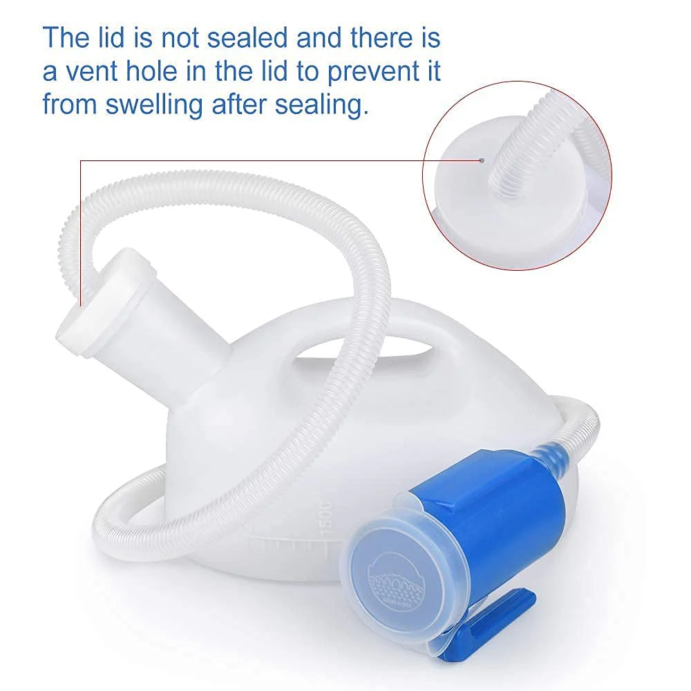 Urinals for Men, 2000ml Urine Bottle for Men, Male Portable Pee Bottle, Spill Proof Men's Potty Portable Urinal, 45.2" Long Tube with Lid for Camping Car Travel Bed Emergency Urination Device - Image 6