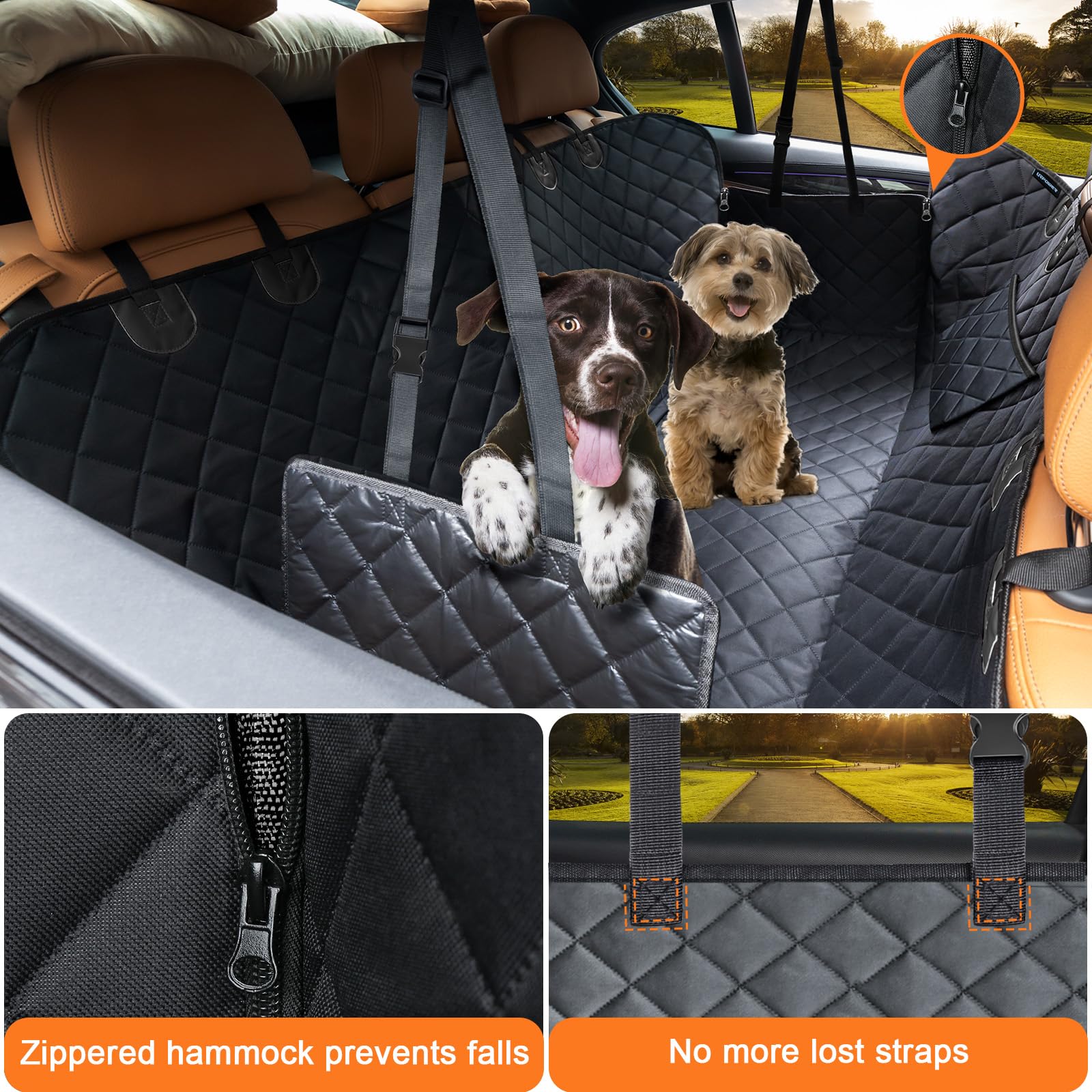 URPOWER Dog Car Seat Cover for Pets 100% Waterproof Seat Cover Hammock 600D Heavy Duty Scratch Proof Nonslip Durable Soft Back Seat Covers for Cars Trucks and SUVs - Image 3