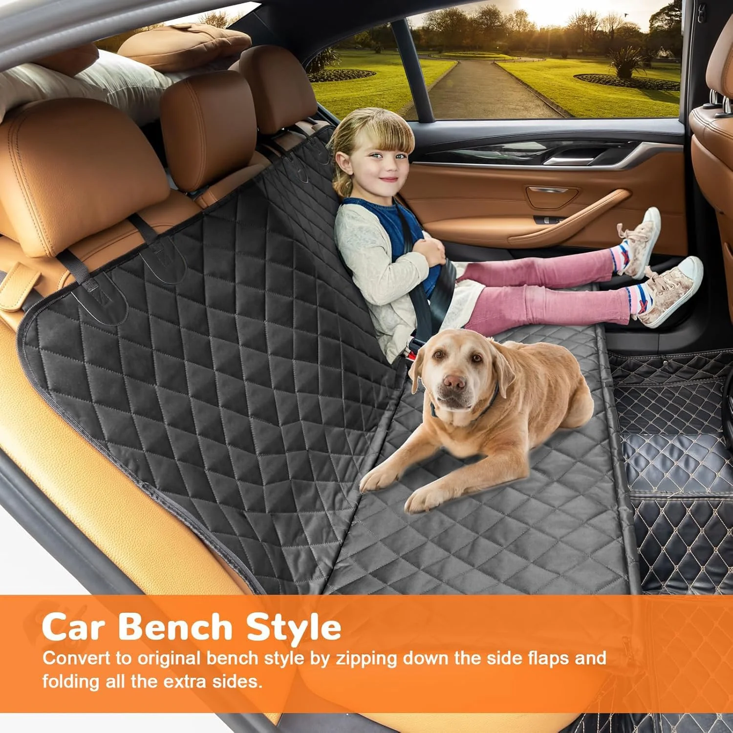 URPOWER Dog Car Seat Cover for Pets 100% Waterproof Seat Cover Hammock 600D Heavy Duty Scratch Proof Nonslip Durable Soft Back Seat Covers for Cars Trucks and SUVs - Image 5