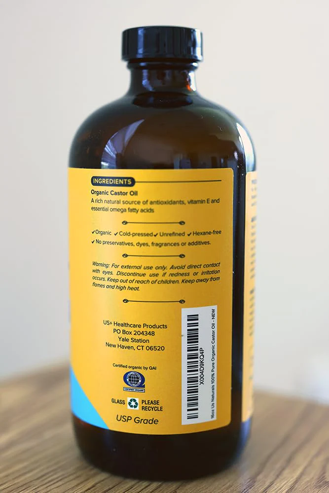 Us Naturals 16oz Organic Castor Oil – Glass Bottle – USDA Certified Organic & Non-GMO – 100% Pure, Cold-pressed, Unrefined, Hexane-free – Premium Glow-Boosting Oil for Skin, Hair, Lashes, Nails & More - Image 3