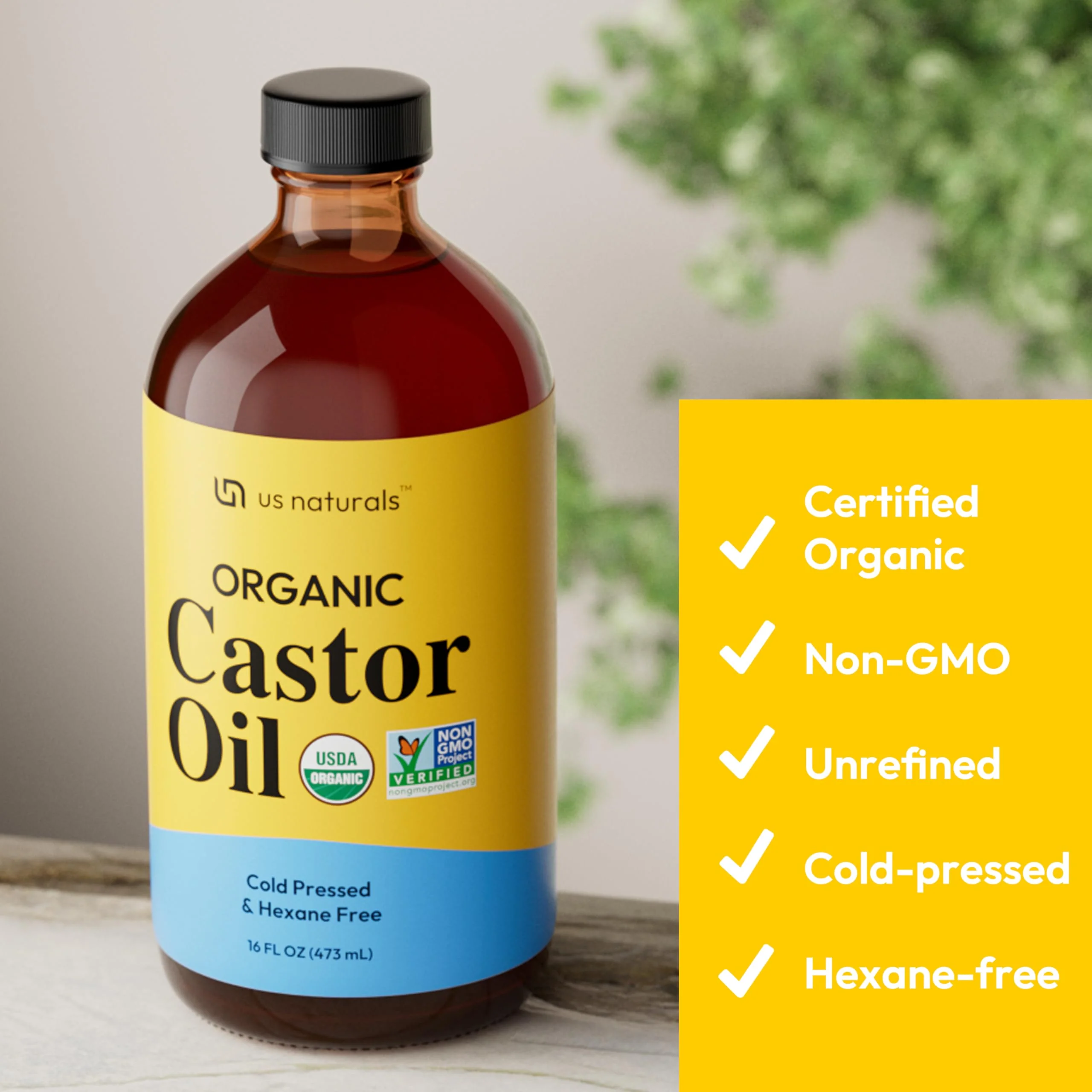 Us Naturals 16oz Organic Castor Oil – Glass Bottle – USDA Certified Organic & Non-GMO – 100% Pure, Cold-pressed, Unrefined, Hexane-free – Premium Glow-Boosting Oil for Skin, Hair, Lashes, Nails & More - Image 8