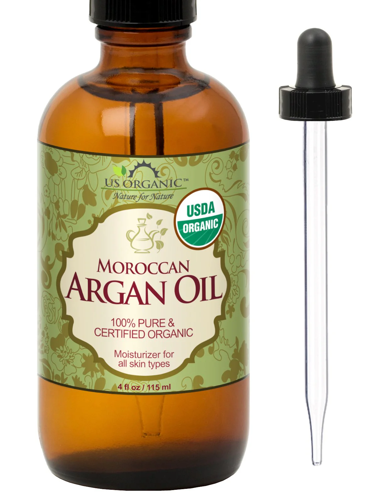 US Organic Moroccan Argan Oil, Cold-Pressed Virgin, USDA Certified, 100% Pure, Unrefined, for Hair, Skin, Nail & Cuticle Care, in Amber Glass Bottle, Sourced from Morocco (4 oz (Large)) - Image 2