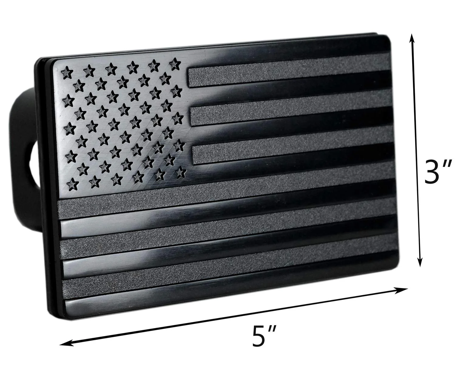 USA American Flag Metal Trailer Hitch Cover with Locking Pin (Fits 2" Receivers, Black) - Image 6
