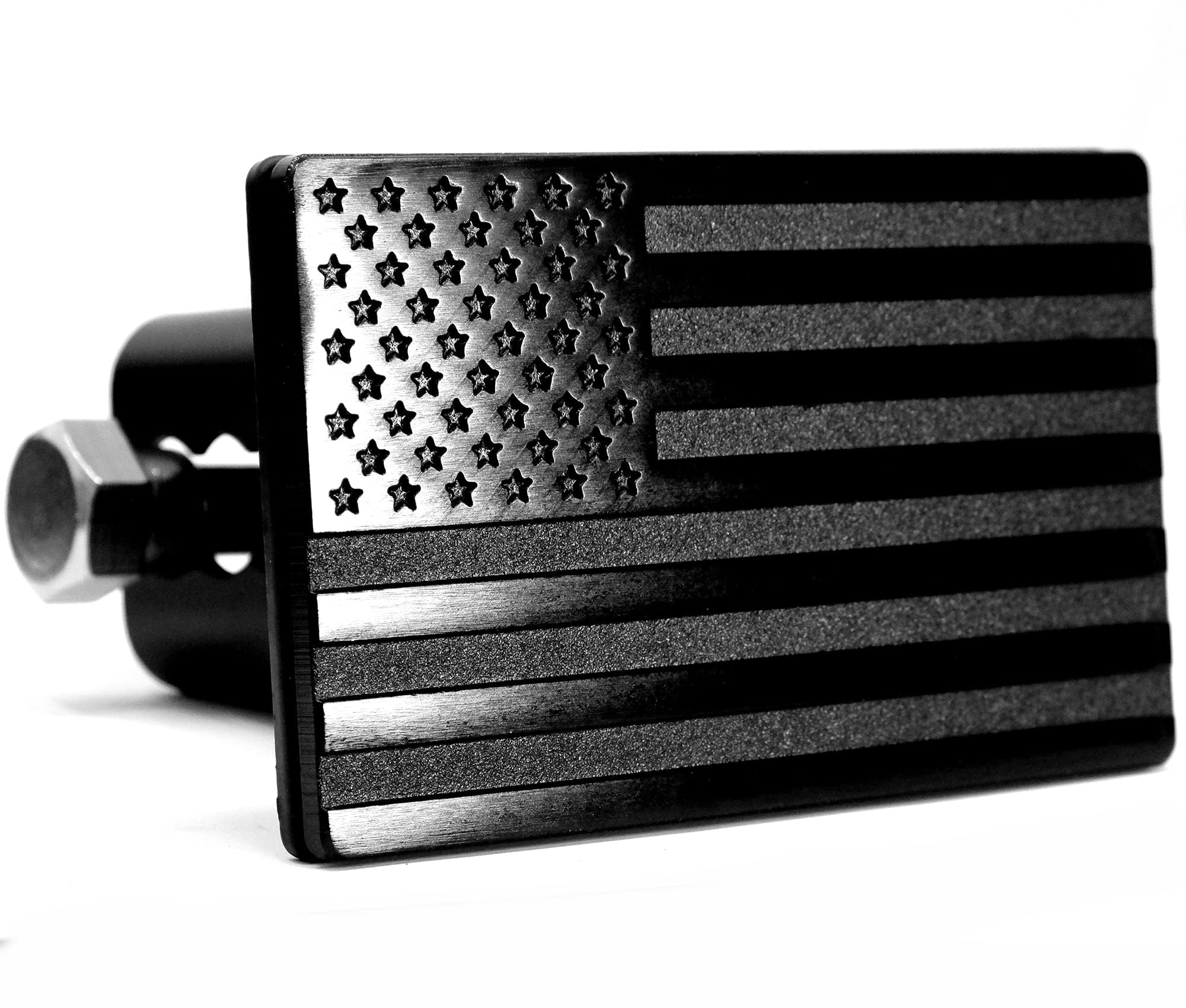 USA American Flag Metal Trailer Hitch Cover with Locking Pin (Fits 2" Receivers, Black) - Image 7
