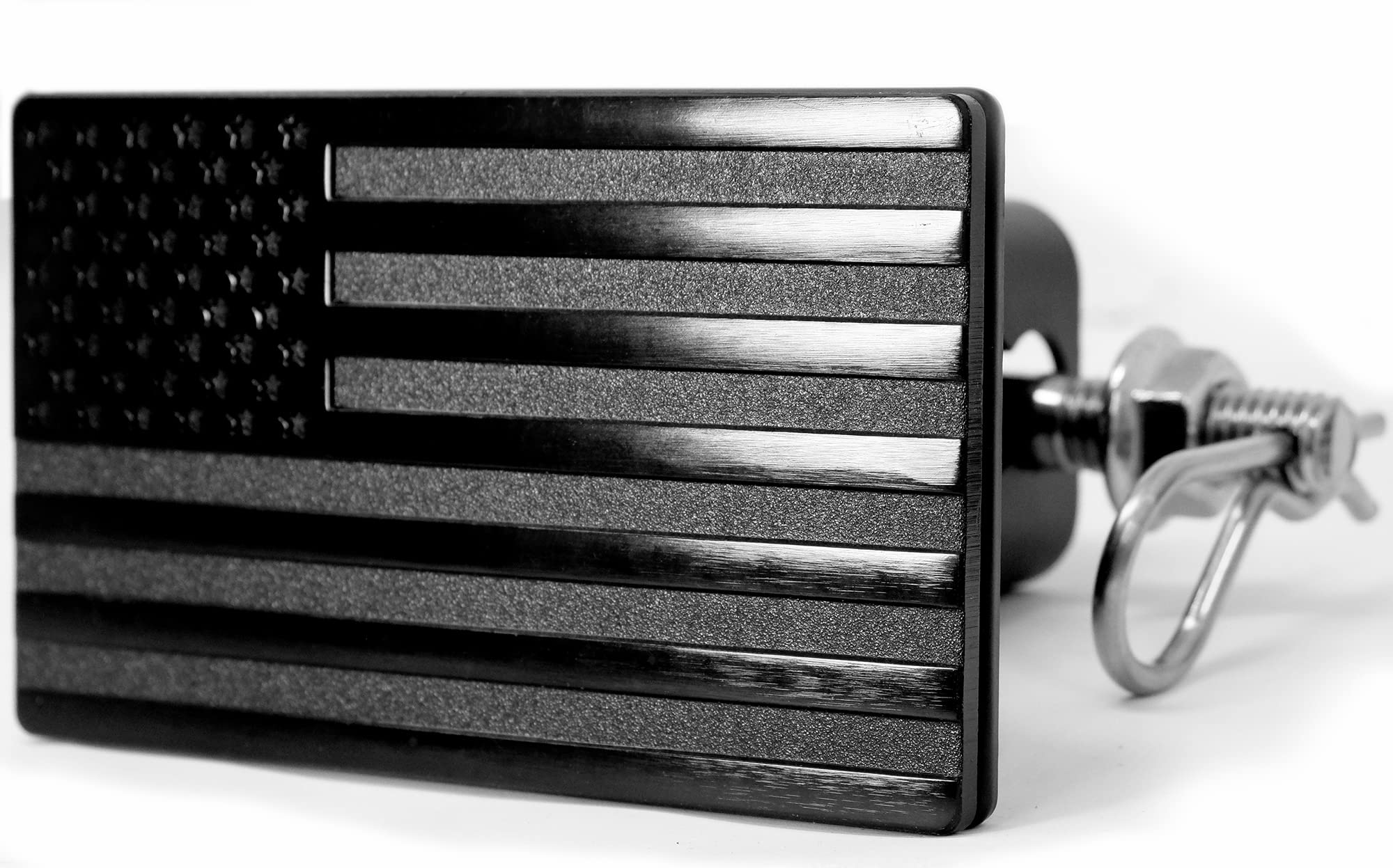 USA American Flag Metal Trailer Hitch Cover with Locking Pin (Fits 2" Receivers, Black) - Image 9