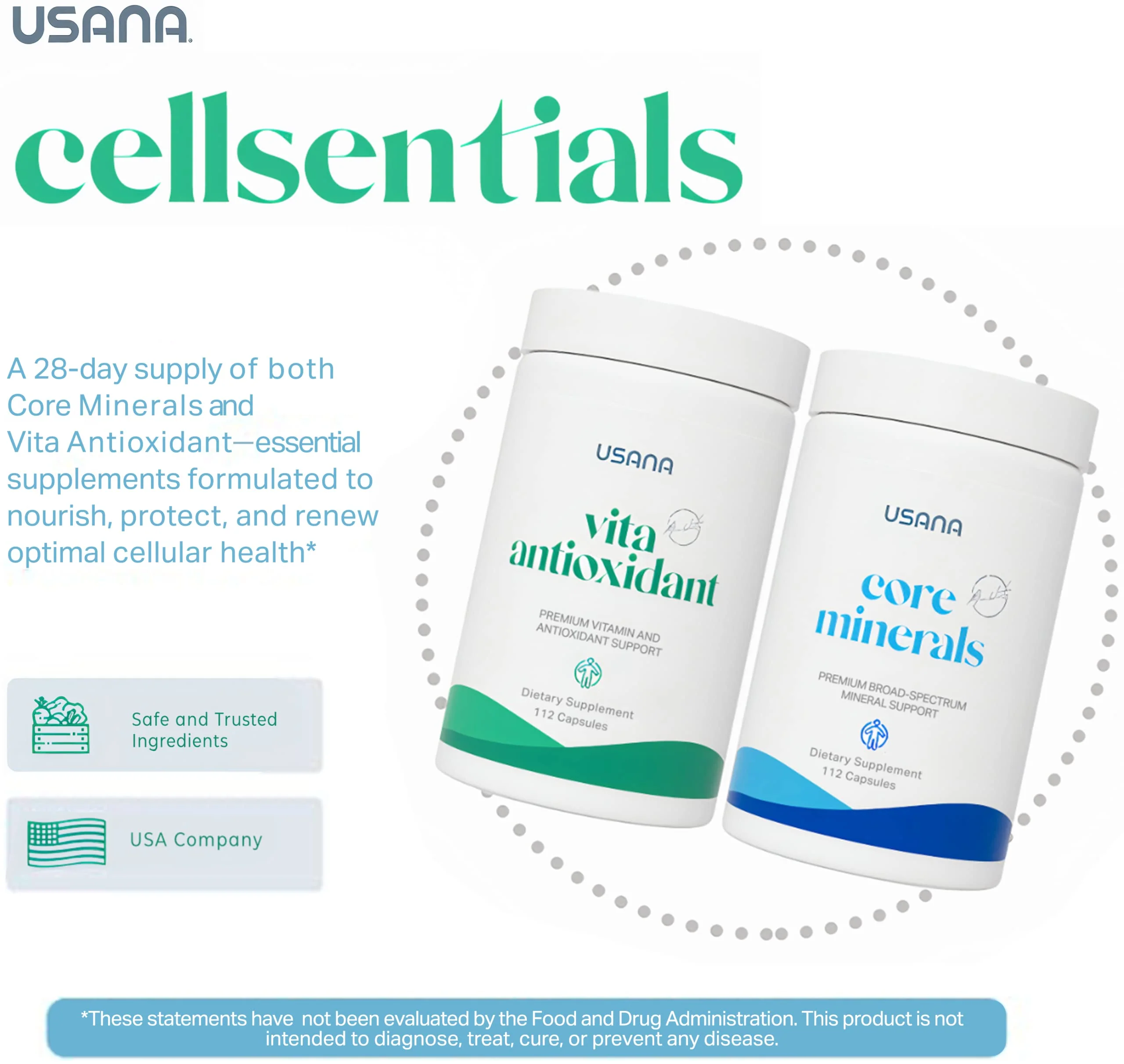 USANA CellSentials - Core Minerals and Vita Antioxidant with InCelligence Technology to Support Total Body Health* - 112 Tablets Per Bottle - 28 Day Supply - Image 5