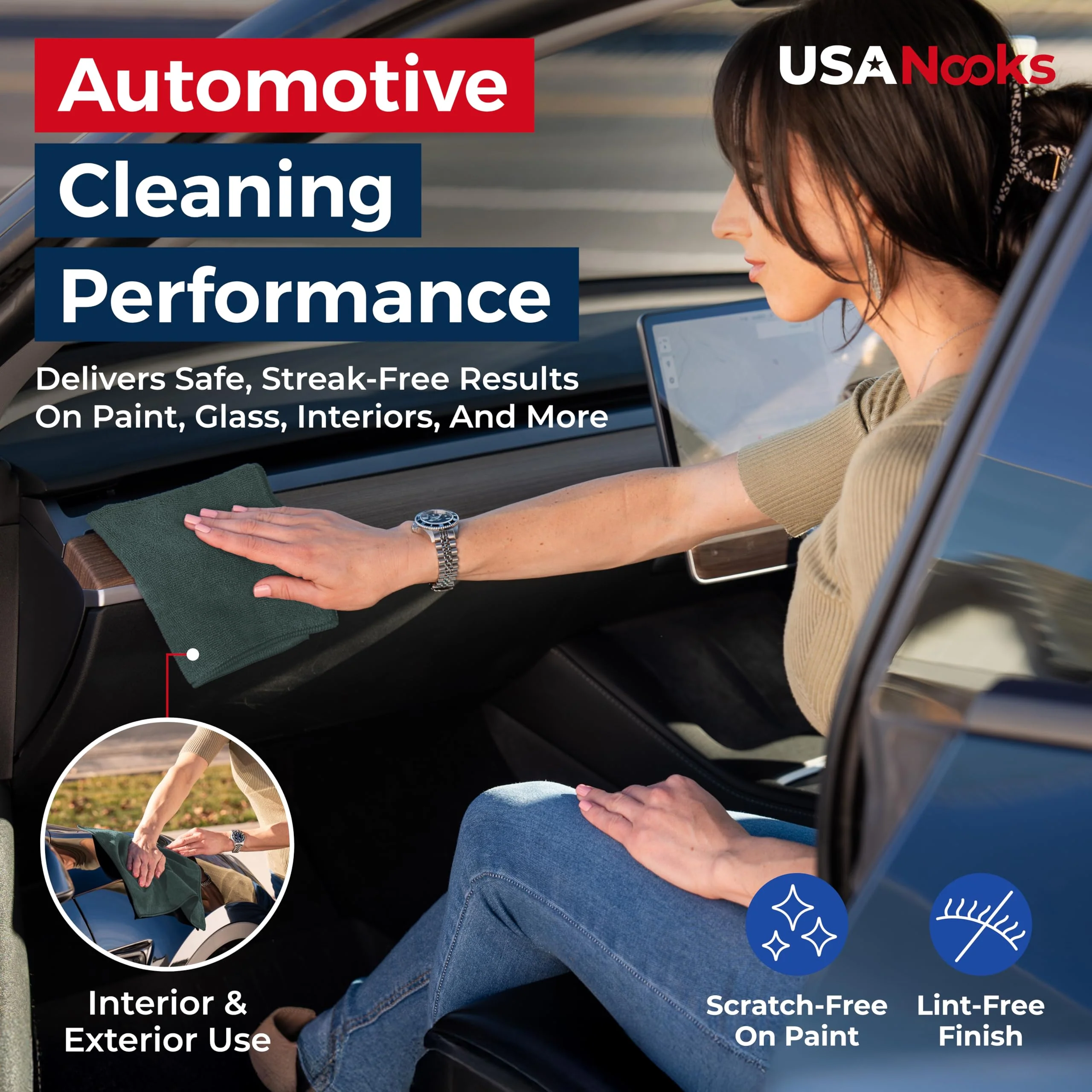 USANOOKS Premium 300GSM Microfiber Cleaning Cloth - 12.5"x12.5" High Performance - 1200 Washes, Ultra Absorbent Microfiber Towels for Cars Undercarriage, Rims & Engine Bay Cleaning - Microfiber Cloth - Image 5