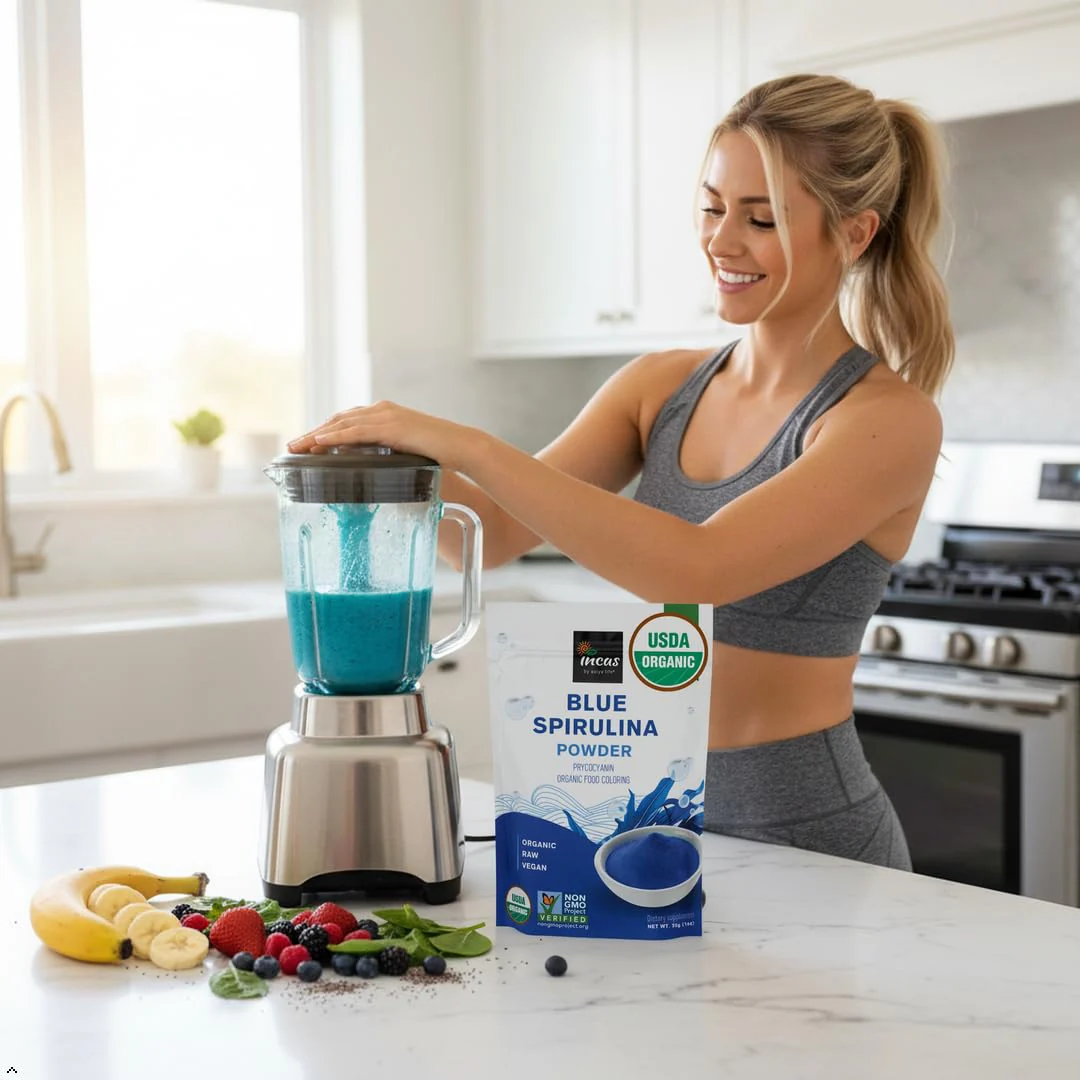 USDA Organic Blue Spirulina Powder (Phycocyanin Extract), 50 Servings - No Fishy Smell, 100% Vegan Protein from Blue-Green Algae, Natural Food Coloring for Smoothies, Baking & Drinks (1.76 Ounces) - Image 4