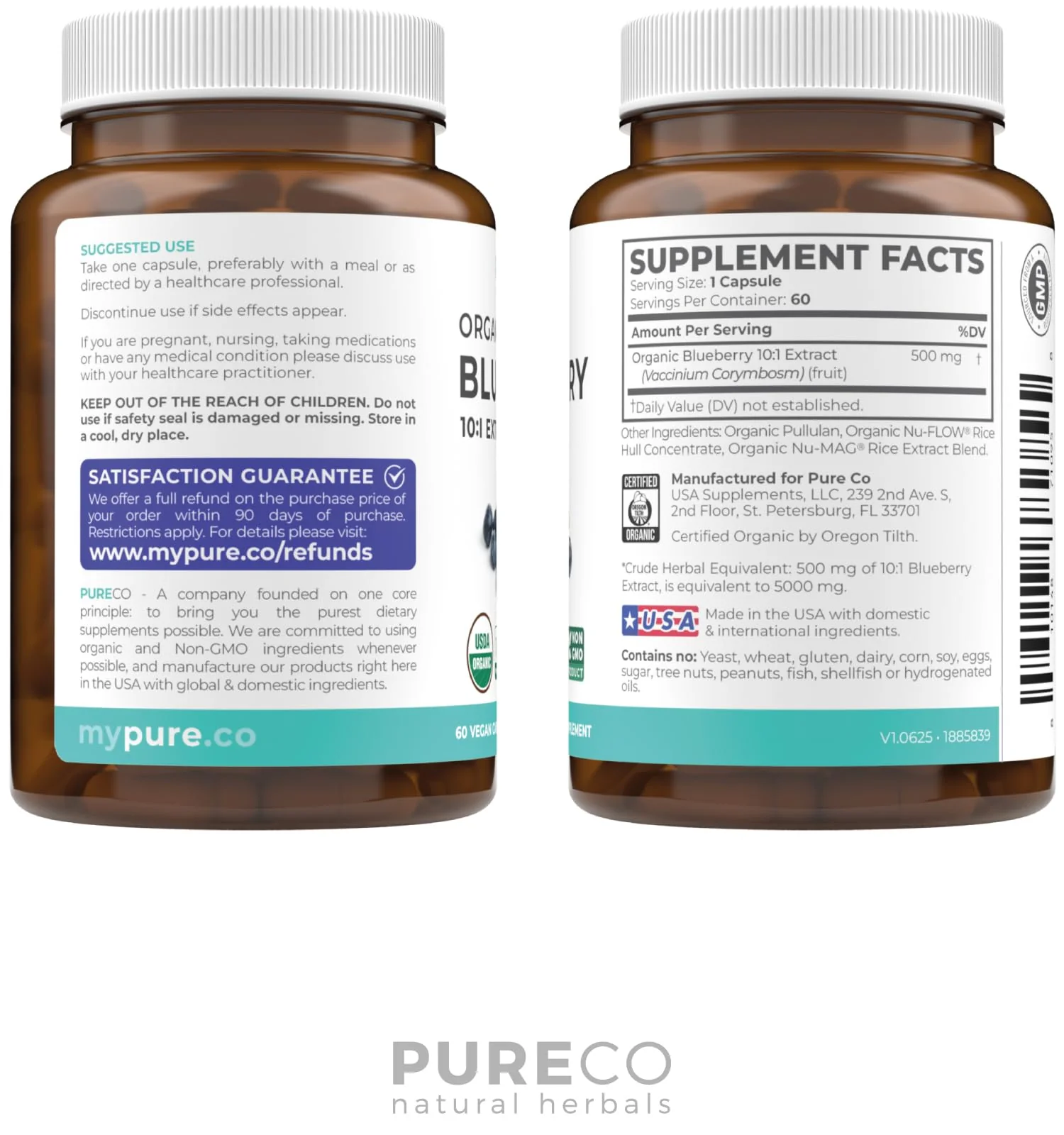 USDA Organic Blueberry Extract Capsules - High Potency Organic Blueberry 500mg 10:1 Extract Per 1 Capsule Serving - Blueberry Supplement for Brain & Immune Support - Vegan Non-GMO (2 Month Supply) - Image 5