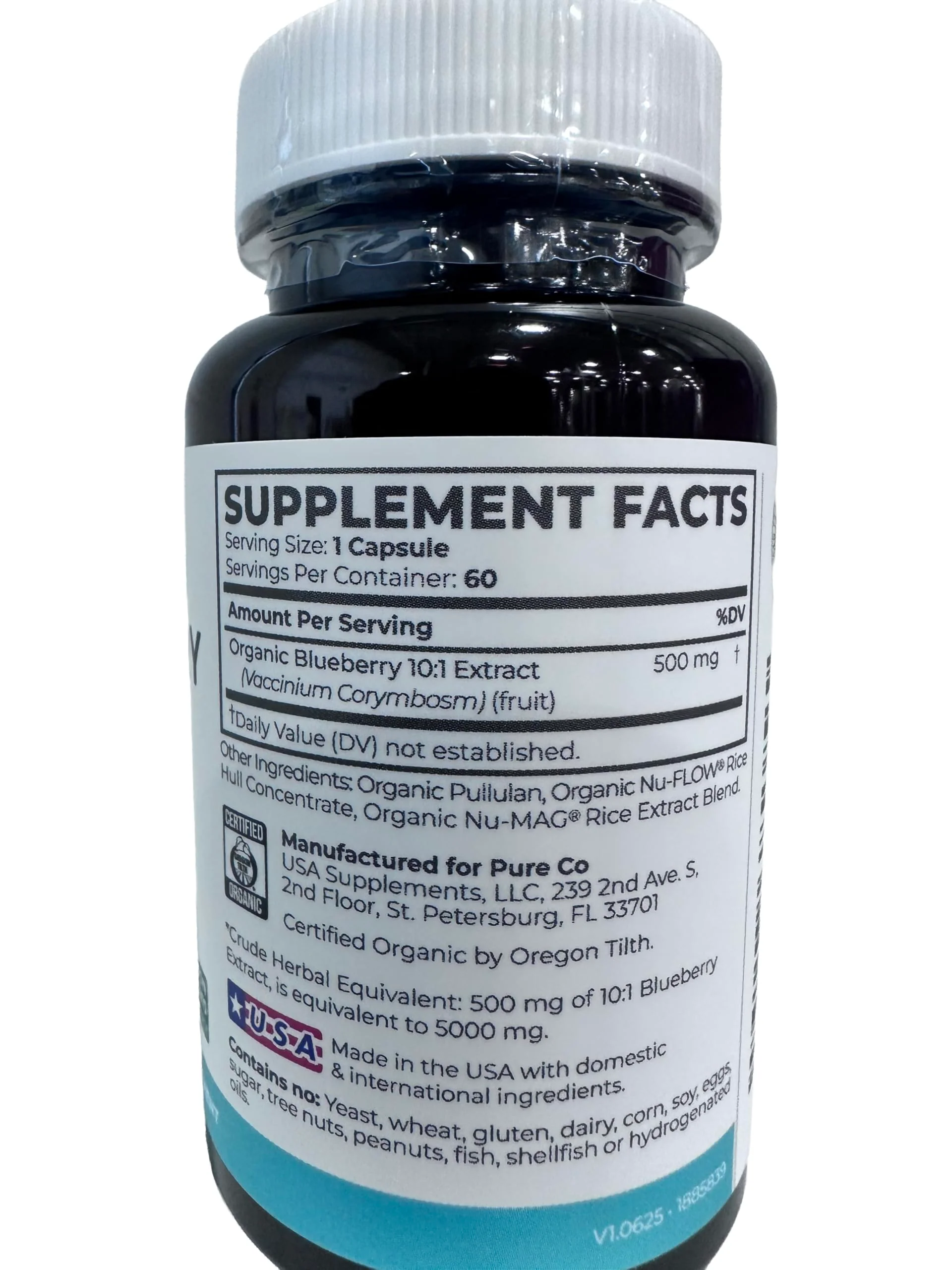 USDA Organic Blueberry Extract Capsules - High Potency Organic Blueberry 500mg 10:1 Extract Per 1 Capsule Serving - Blueberry Supplement for Brain & Immune Support - Vegan Non-GMO (2 Month Supply) - Image 8