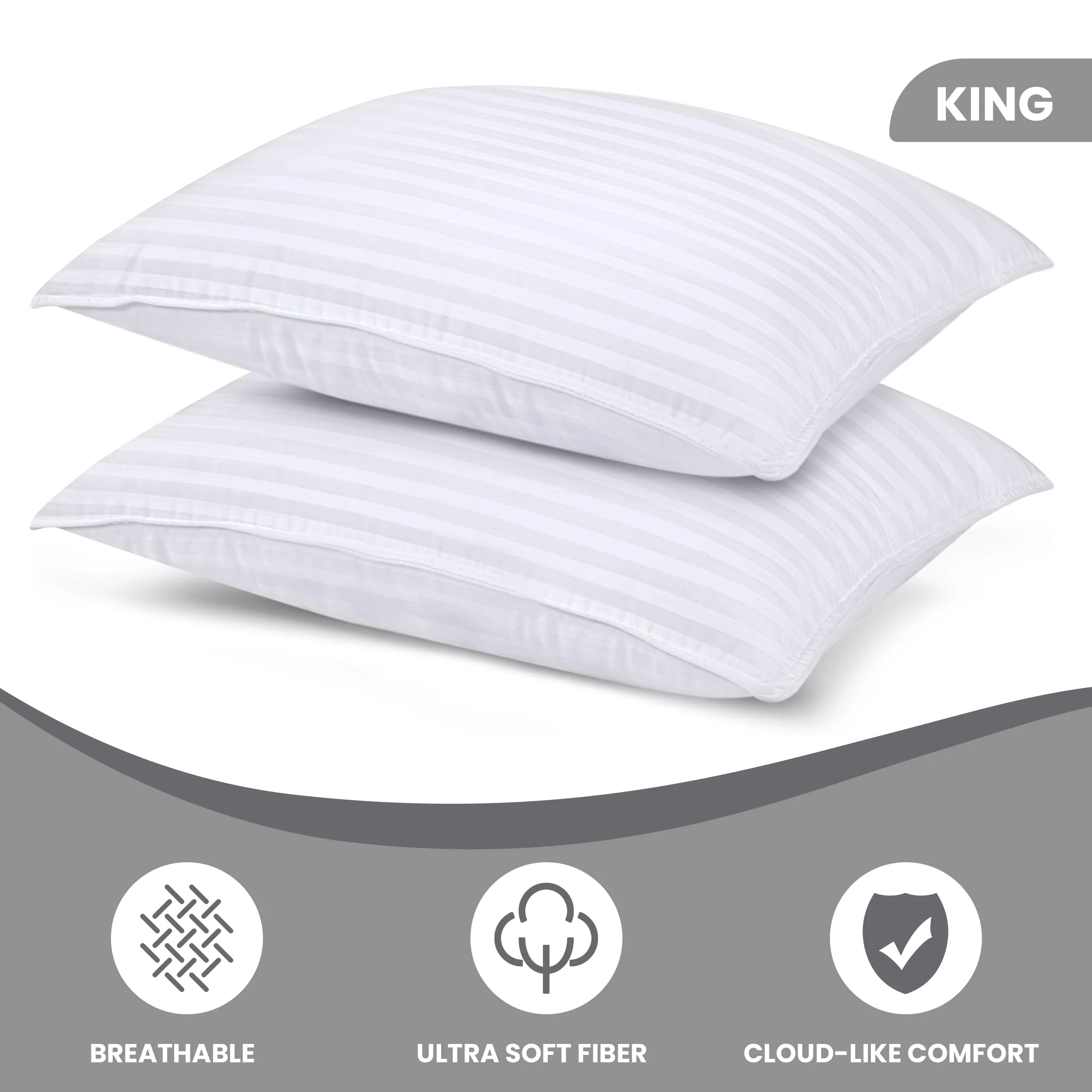 Utopia Bedding Bed Pillows for Sleeping King Size (White), Set of 2, Down Alternative Pillow for Sleeping, Cooling Hotel Quality Pillow Set for Back, Stomach or Side Sleepers - Image 3
