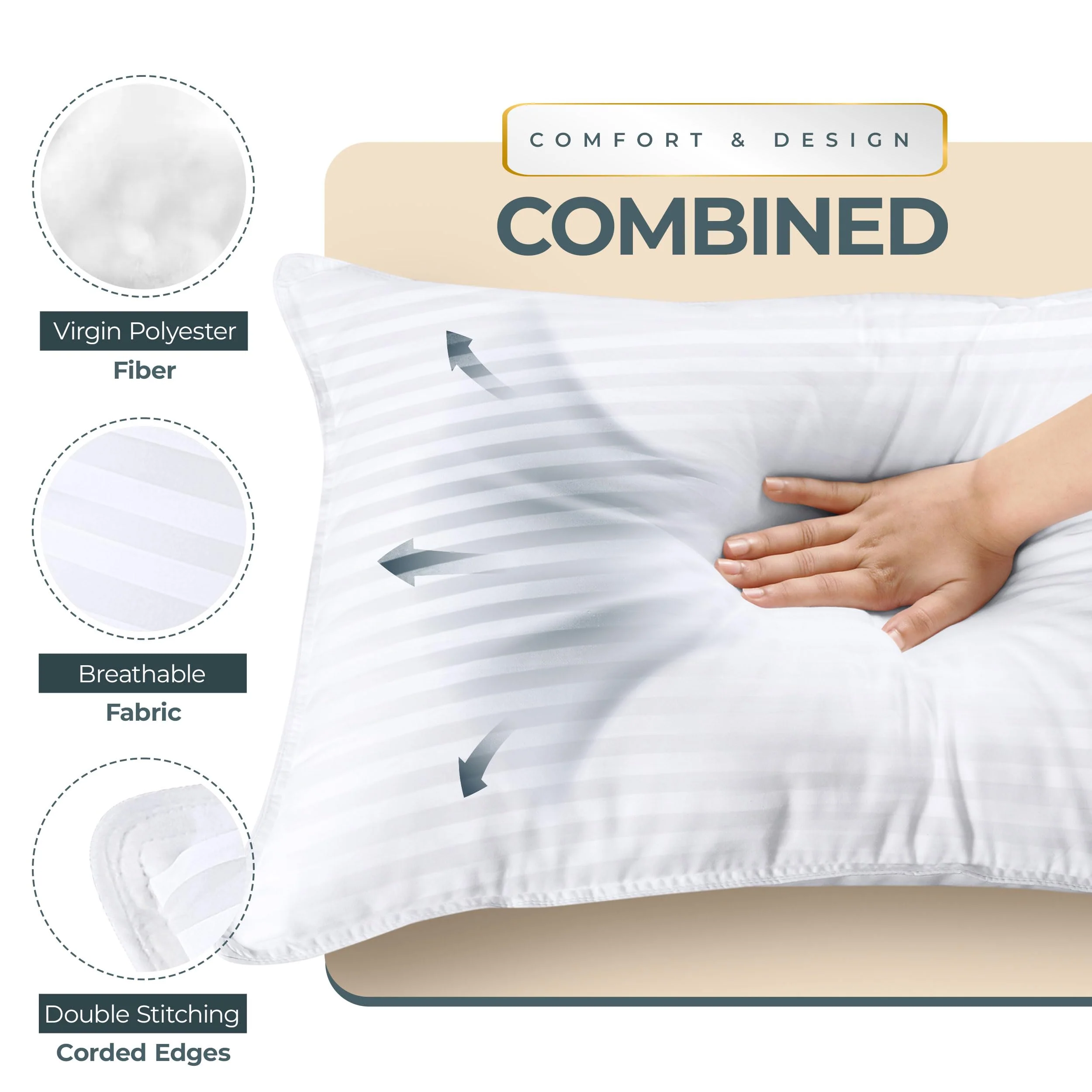 Utopia Bedding Bed Pillows for Sleeping King Size (White), Set of 2, Down Alternative Pillow for Sleeping, Cooling Hotel Quality Pillow Set for Back, Stomach or Side Sleepers - Image 6