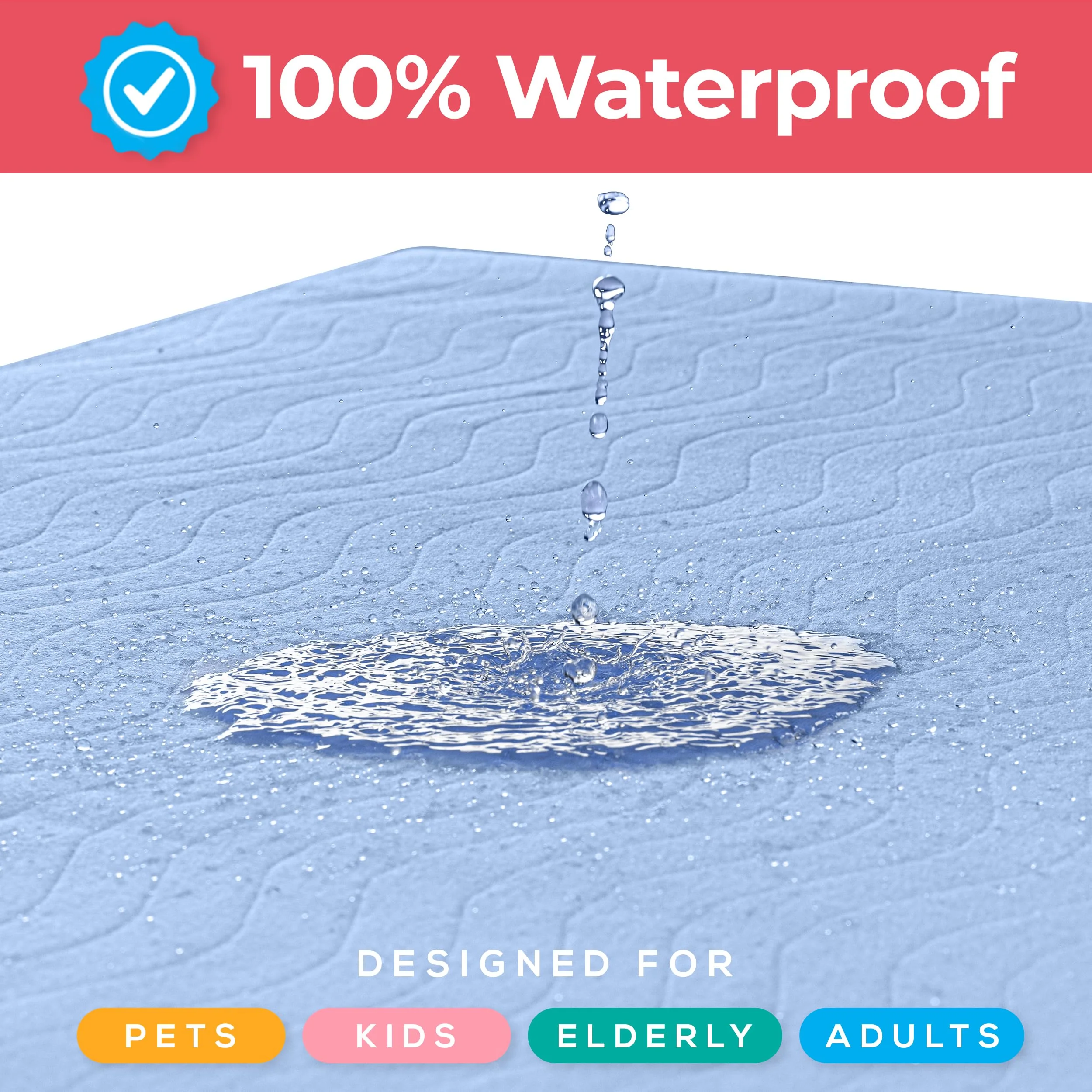Utopia Bedding Washable Underpads 34" x 52" (Pack of 4), Waterproof Reusable Heavy Absorbency Incontinence Bed Pads for Adults, Kids, Elderly and Pets, Bedwetting Pads for Sofa and Couch (Blue) - Image 6