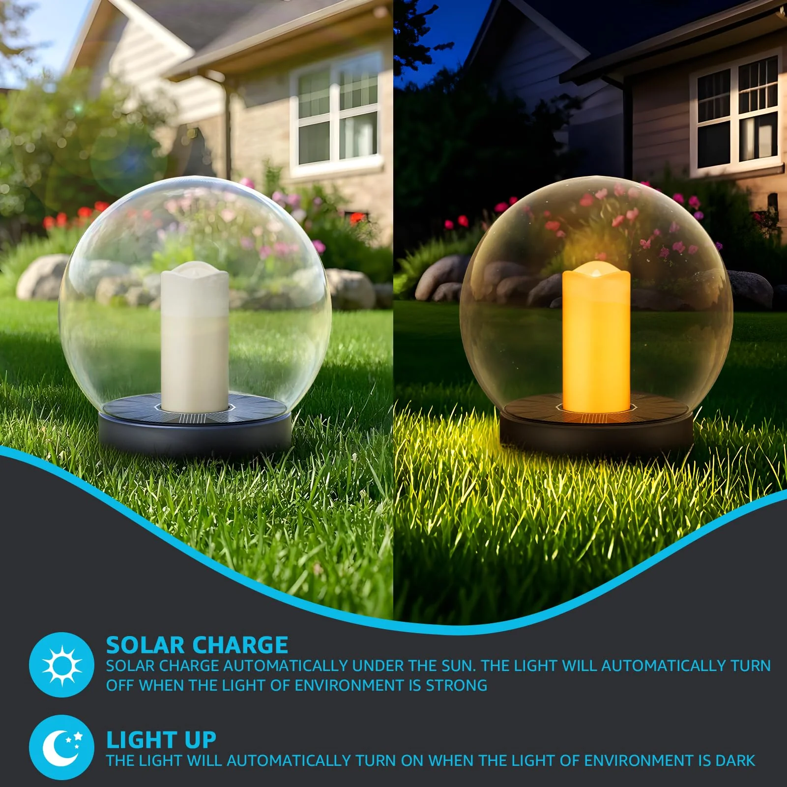uuffoo 2-Pack 7.4x7.4 Solar Floating Pool Lights Ball Solar Powered Flickering that Float Candles Lights Outdoor Water-Resistant IP66 for Pond Garden Party Swimming Decor - Image 7
