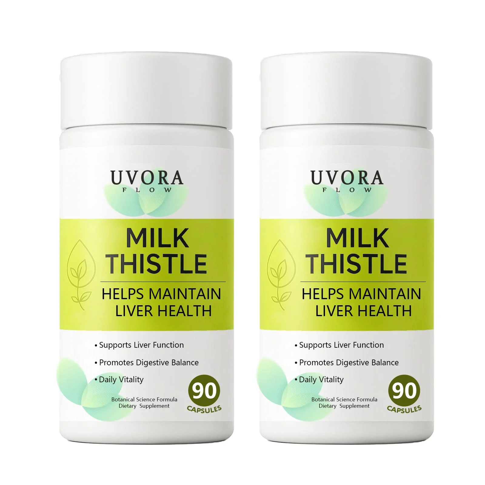 uvora Milk Thistle, Botanical Daily Wellness Formula with Turmeric, Inositol & Vitamin C, Vegetarian Capsules, 60 Count