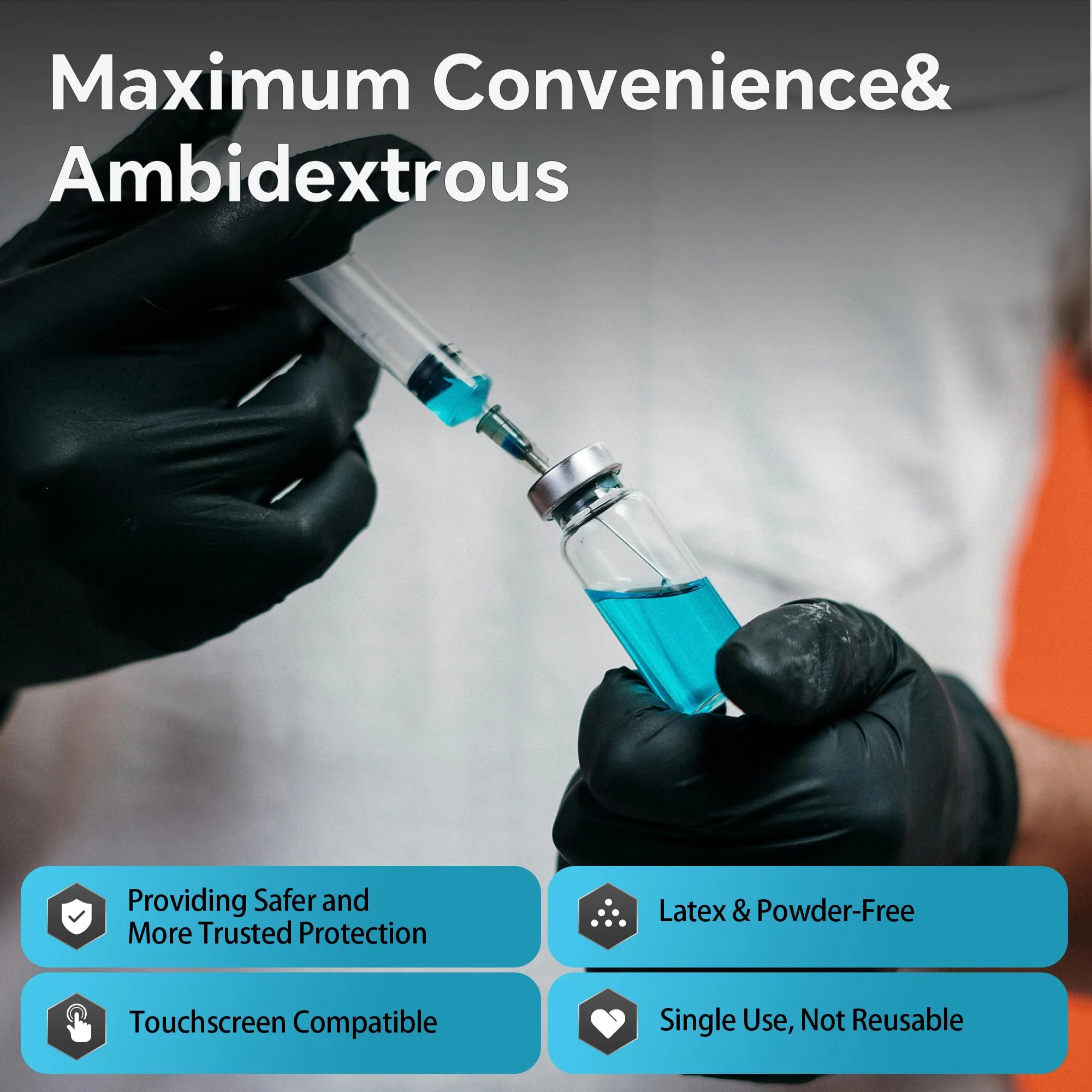 UYKKE Nitrile Gloves Disposable Latex Rubber Cooking Black Gloves Nitrile Gloves Large Black Latex Glove Disposable Latex Cooking Rubber HEAVY DUTY 6 Mil Glove - Image 4