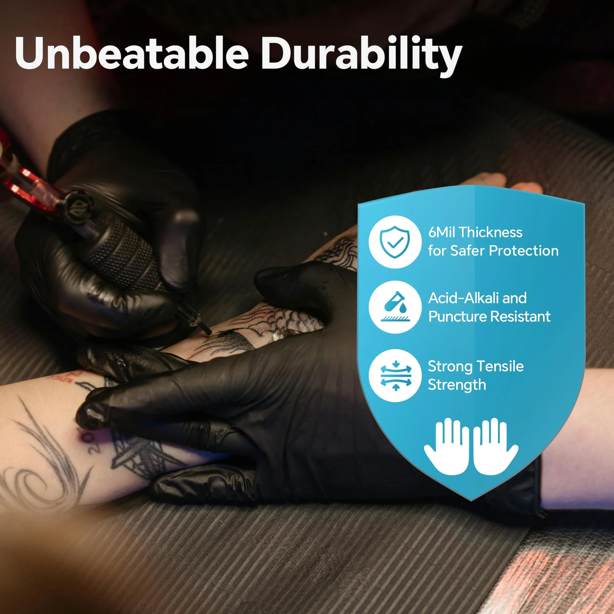 UYKKE Nitrile Gloves Disposable Latex Rubber Cooking Black Gloves Nitrile Gloves Large Black Latex Glove Disposable Latex Cooking Rubber HEAVY DUTY 6 Mil Glove - Image 5