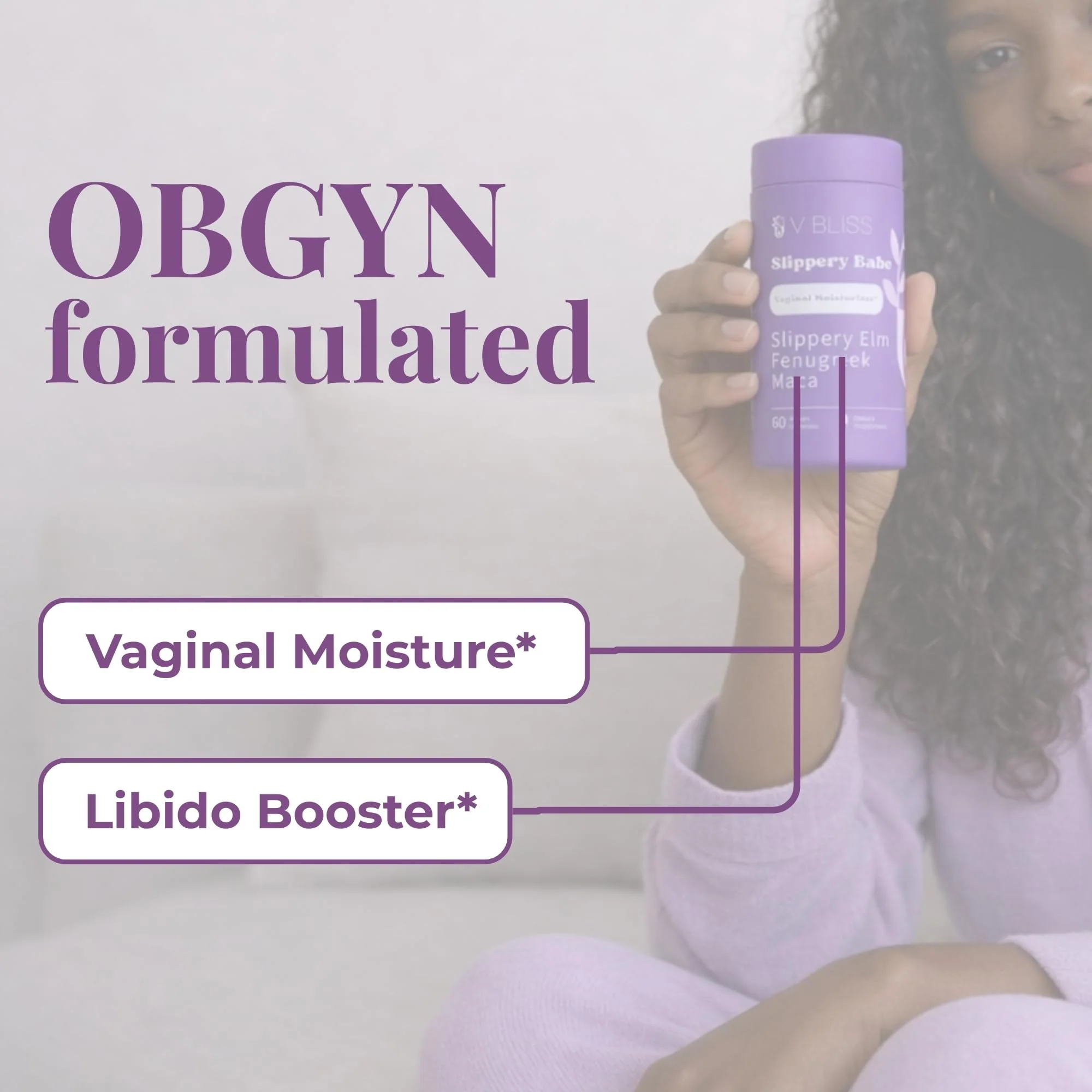 V Bliss Slippery Babe Vaginal Moisturizer Capsules | Relieves Vaginal Dryness with Slippery Elm, Fenugreek, & Maca | Once Daily, 60 Capsules - Image 3