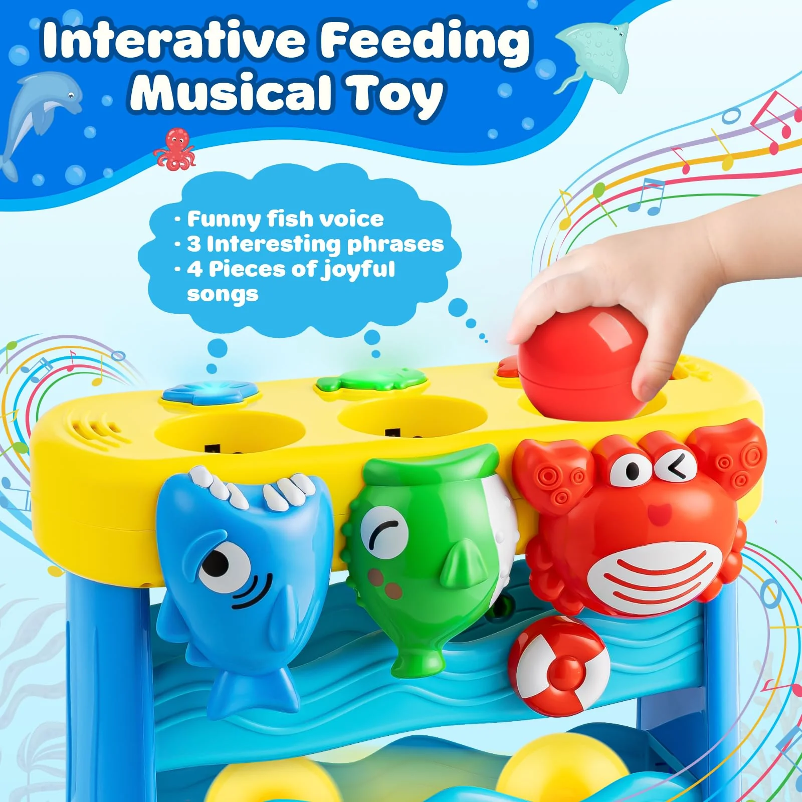 V-Opitos Musical Toys for 1, 2 Years Old Boys & Girls, Feeding Interactive Toys for Baby 12-18 Months, Montessori Education Toys, Perfect Toddler Christmas Birthday Gifts - Image 7