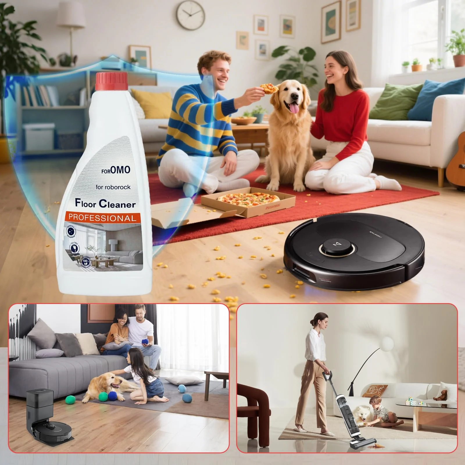 Vacbeuta Floor Cleaning Solution Compatible With Roborock Robot Vacuum And Mop Cleaner， Deep Cleans For Multiple Hard Floors, Suitable With All Robot Vacuums With Mopping (3 Bottle) - Image 2