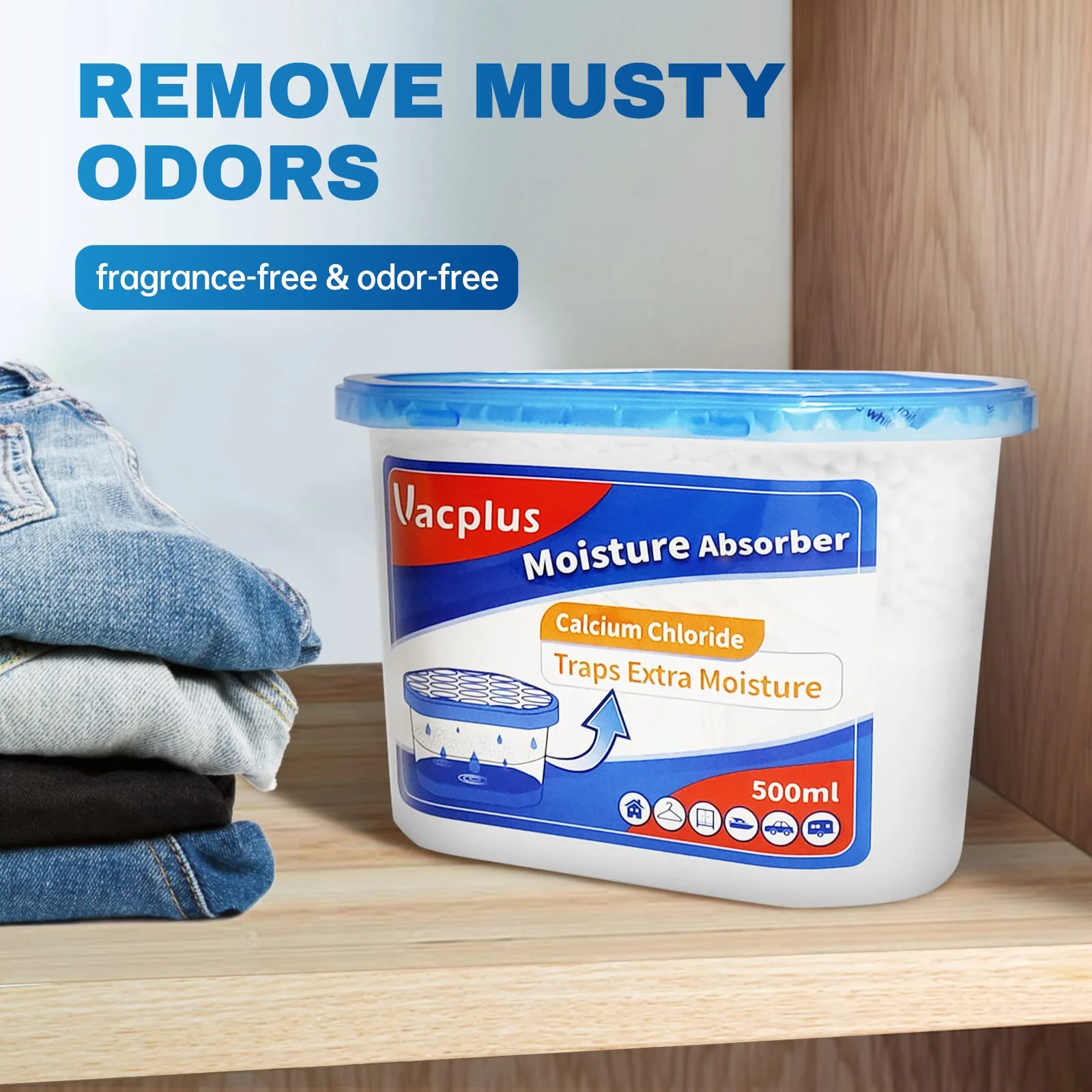 Vacplus Moisture Absorbers, 10.5 Oz Humidity Absorber Boxes Attracts Extra Moisture from Your Bathroom, Closet, Kitchen & Study, Dehumidifier, Odor Eliminator for Closet (Fragrance Free), 12 Packs - Image 6
