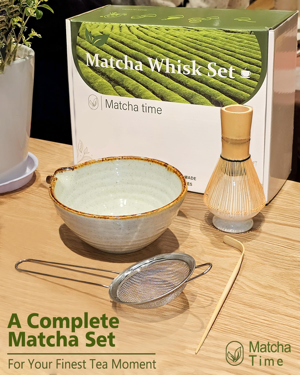 Vaiheng Matcha Whisk Set with Matcha Bowl, Matcha Whisk Holder Matcha Bamboo Whisk, Scoop, Sifter, Unique Gifts for Women Men Girl Friend Home Kitchen Decor Gifts for Tea Enthusiasts Christmas - Image 6