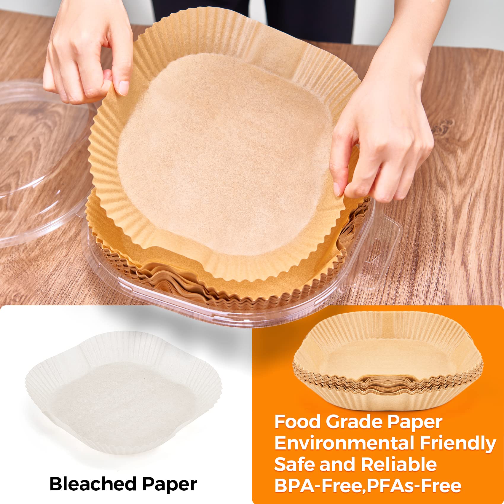 Vailnd Air Fryer Disposable Paper Liners 9inch Square, 125PCS Non-Stick Food Grade Air Fryer Parchment Paper, Oil Resistant & Waterproof Baking Liner for 8-12 QT Air Fryer Oven - Image 7