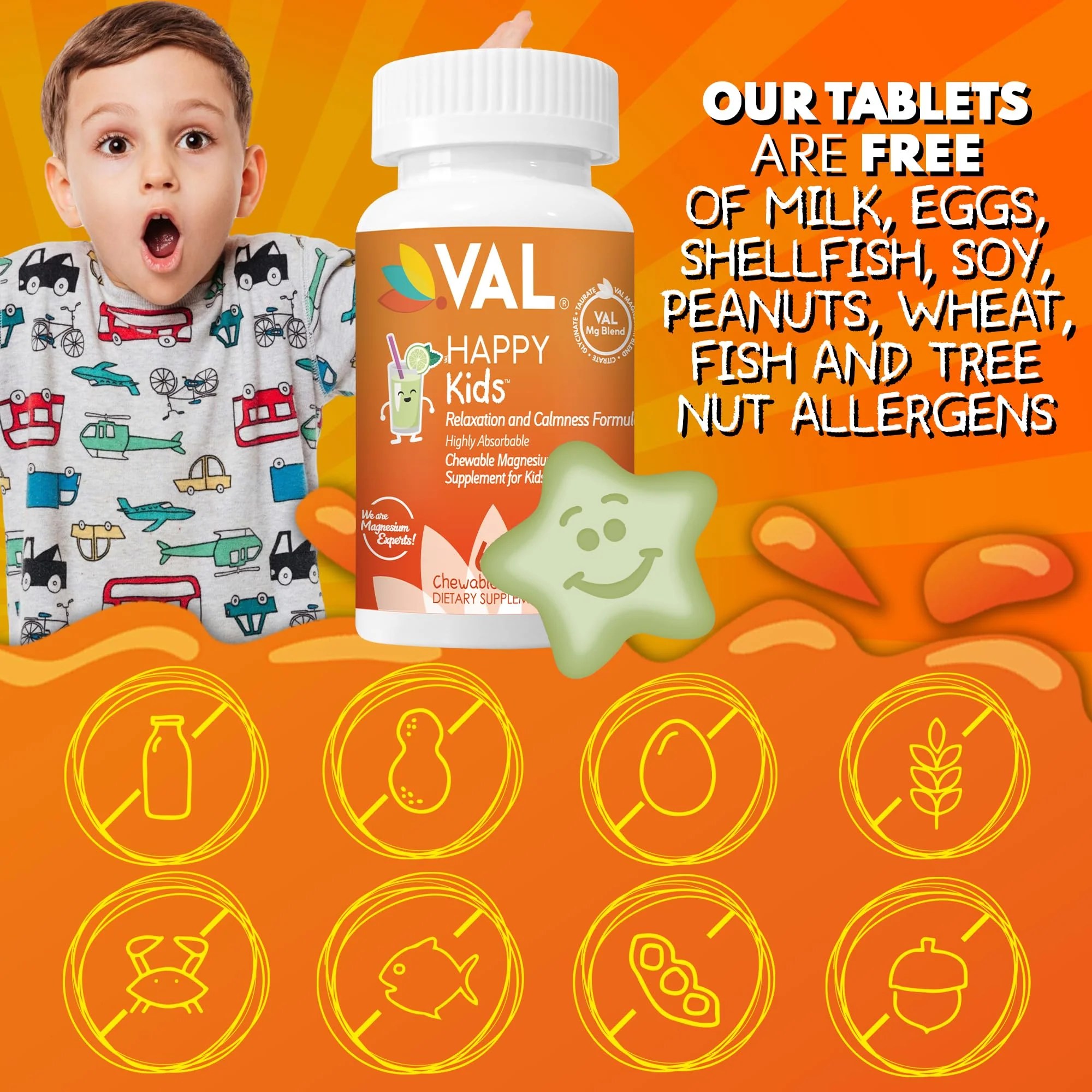 VAL Magnesium for Kids | High-Absorption Magnesium for Calm, Relaxation & Focus | Mg Glycinate, Citrate & Taurate | with Vitamin B6, D & C | Sugar-Free, Non-GMO | Lemonade | 60 Chewable Tablets - Image 5