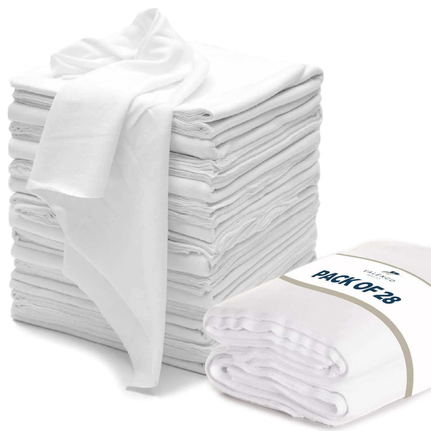 VALENGO New Lint Free Rags – 100% Cotton Cloth, Soft T-Shirt Rags, Lint Free Cloth for Staining Wood, Cast Iron, Dusting, Polishing, Painting and Cleaning – Reusable & Absorbent – 17”x17” (Pack of 28)