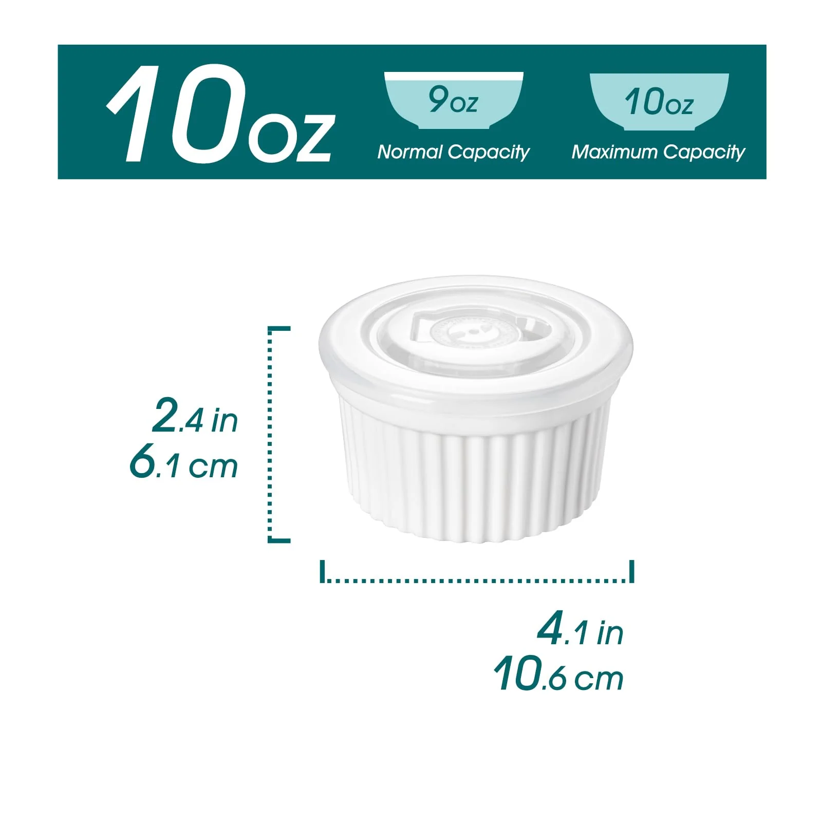 vancasso 10 oz Ramekins with Lid, Porcelain Creme Brulee Souffle Dishes, White Pudding Custard Cups Ramiken for Baking, Dishwasher and Oven Safe, Set of 6 - Image 8