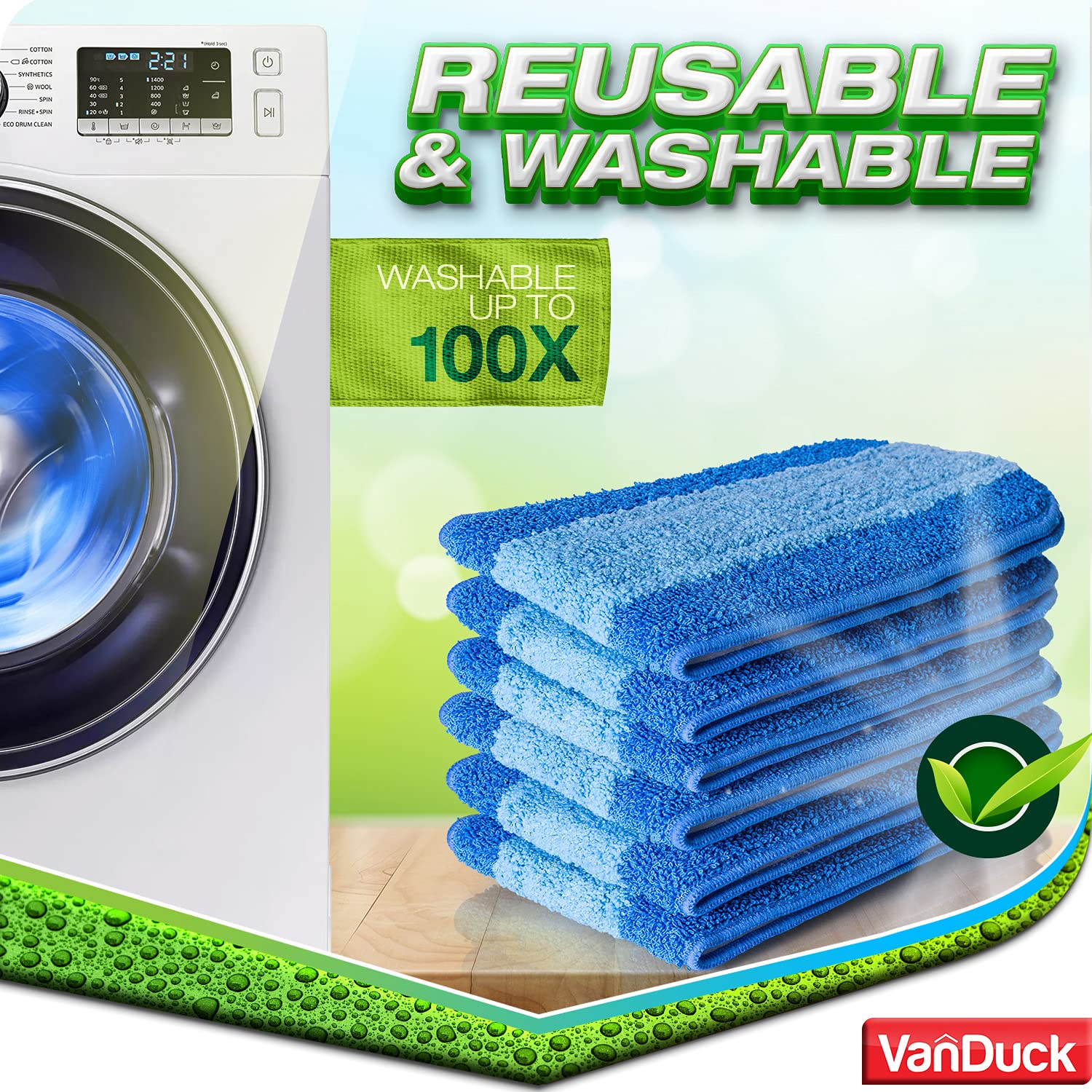VanDuck Microfiber Cleaning Pads Compatible with Bona Mop (12 Pack) - Microfiber Mop Pads for Hardwood Floor for 18 Inch - Image 4