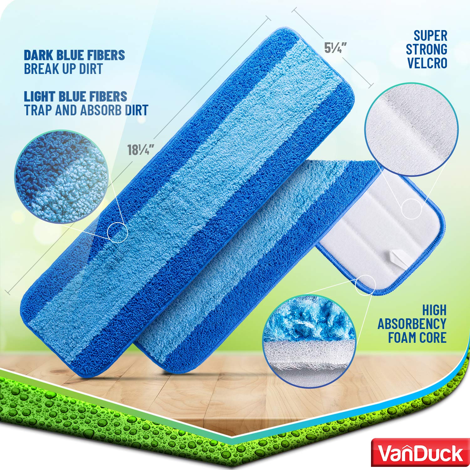 VanDuck Microfiber Cleaning Pads Compatible with Bona Mop (12 Pack) - Microfiber Mop Pads for Hardwood Floor for 18 Inch - Image 7