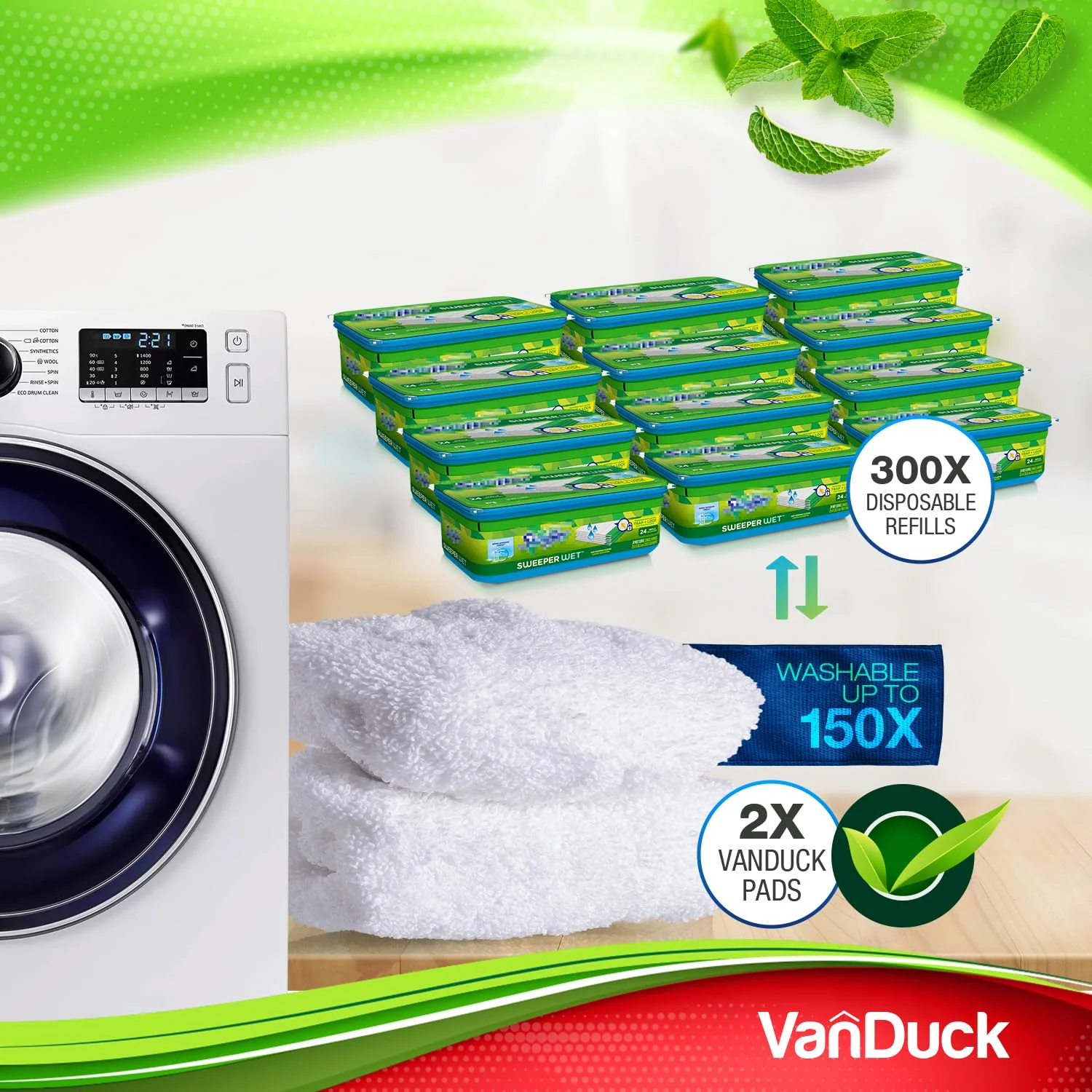 VanDuck Reusable 100% Cotton Mop Pads Compatible with Swiffer Sweeper (4-Pack), Terry Cloth Mop Covers Washable for Wet Mopping and Floor Cleaning (Handle is Not Included) - Image 5