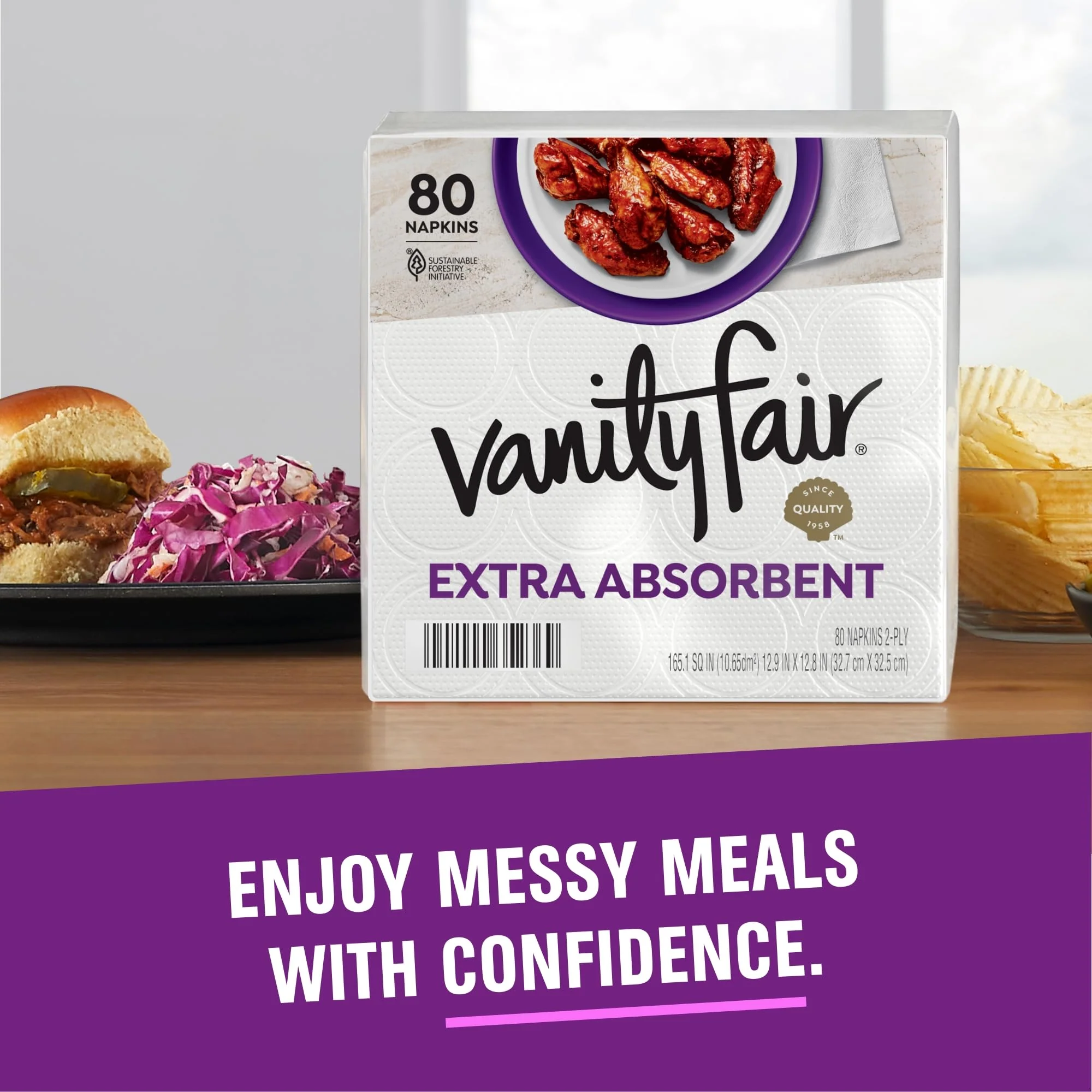 Vanity Fair Extra Absorbent Premium Paper Napkins, 160 Count, Disposable Napkins Made Soft And Strong For Messy Meals And Everyday Use (Pack of 2) - Image 8
