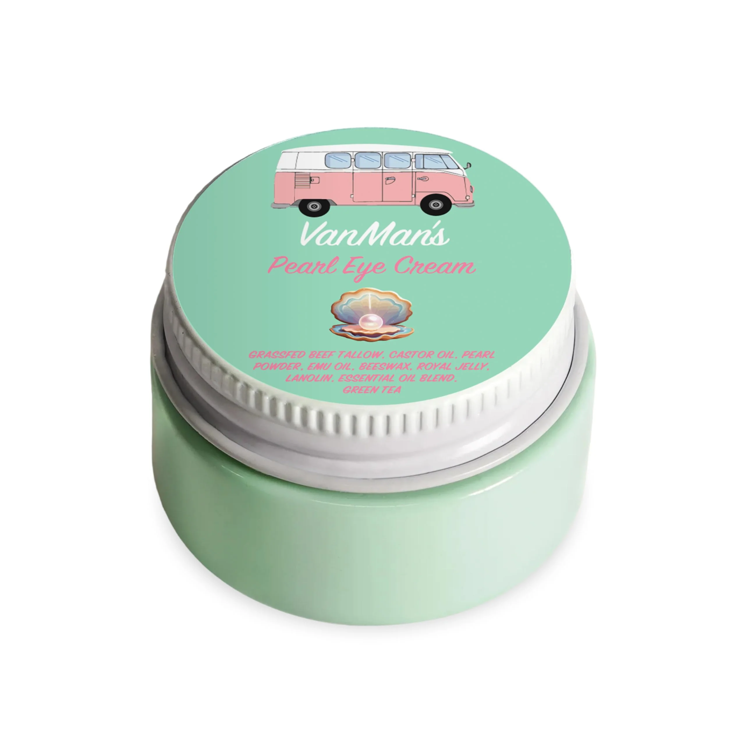 VanMan’s Pearl Eye Cream with Grass Fed Beef Tallow – Brightening and Smoothing Under Eye Cream with Wild-Caught Pearl Powder and Royal Jelly – No Fillers, 0.5 Ounces