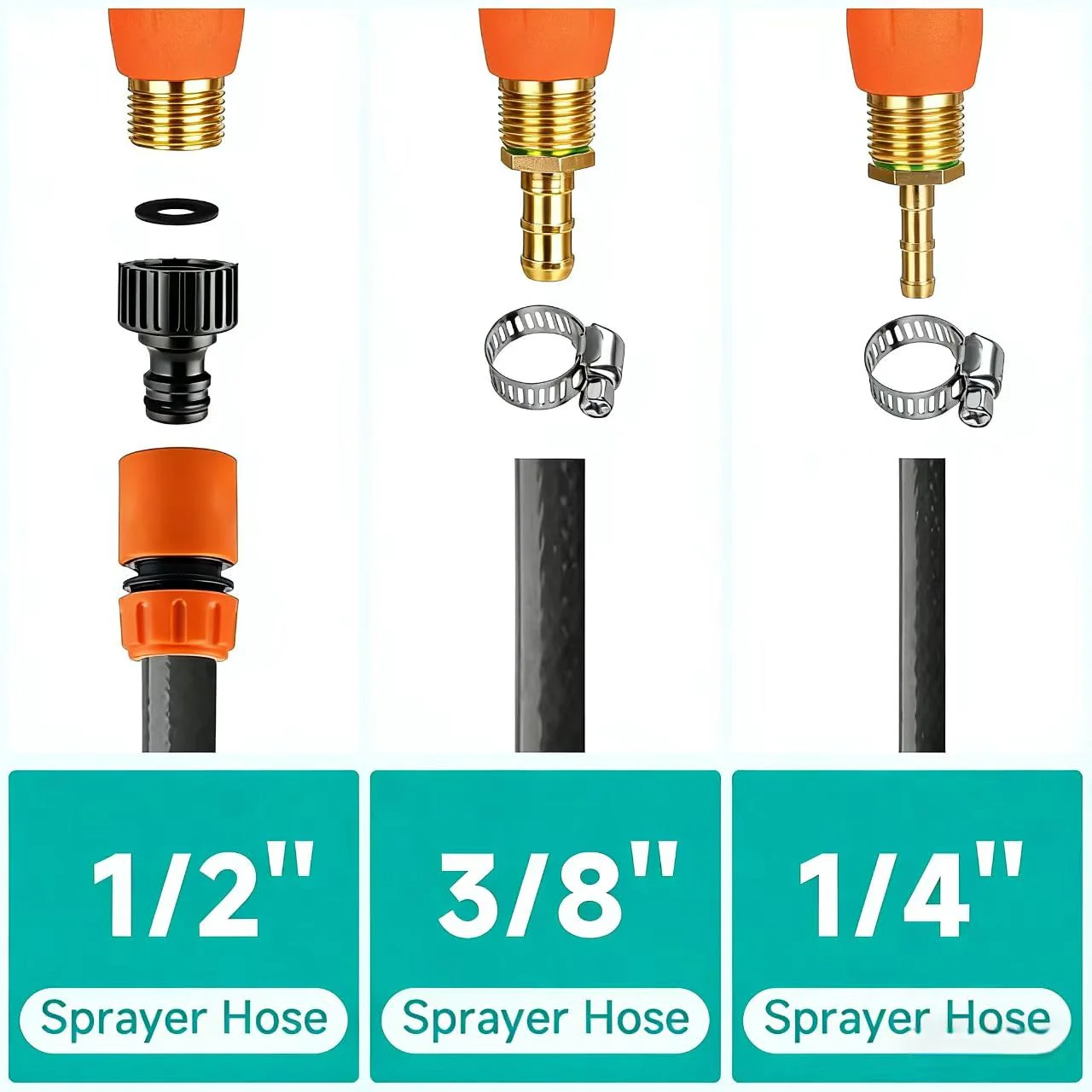 VANPET All Metal Sprayer Wand,1/4" & 3/8" & 1/2" Hose Fittings Sprayer Wand Replacement, Stainless Steel Sprayer Wand with Shut off Valve & 2 Hose Clamps (29 Inches Sprayer Wand) - Image 2