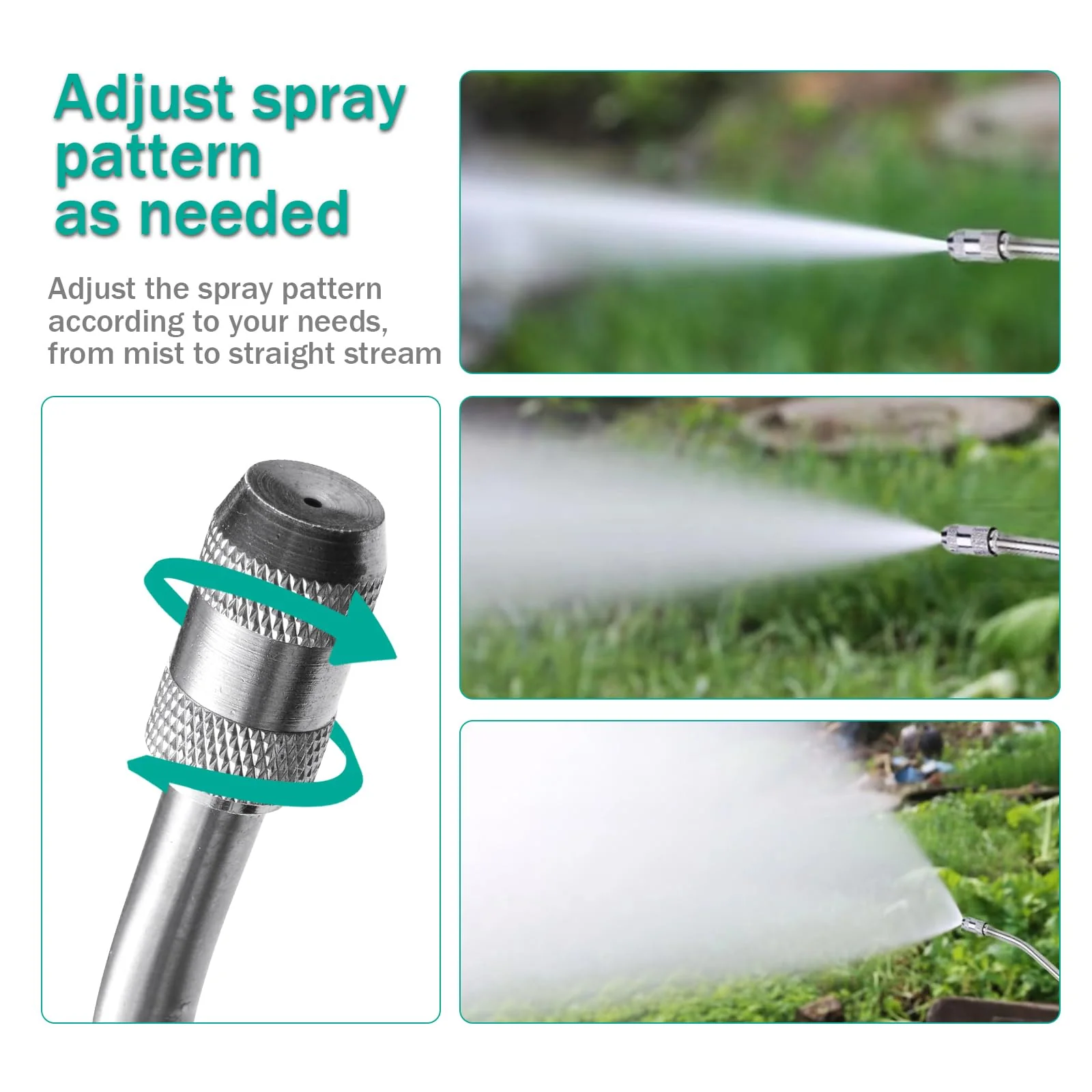 VANPET All Metal Sprayer Wand,1/4" & 3/8" & 1/2" Hose Fittings Sprayer Wand Replacement, Stainless Steel Sprayer Wand with Shut off Valve & 2 Hose Clamps (29 Inches Sprayer Wand) - Image 5