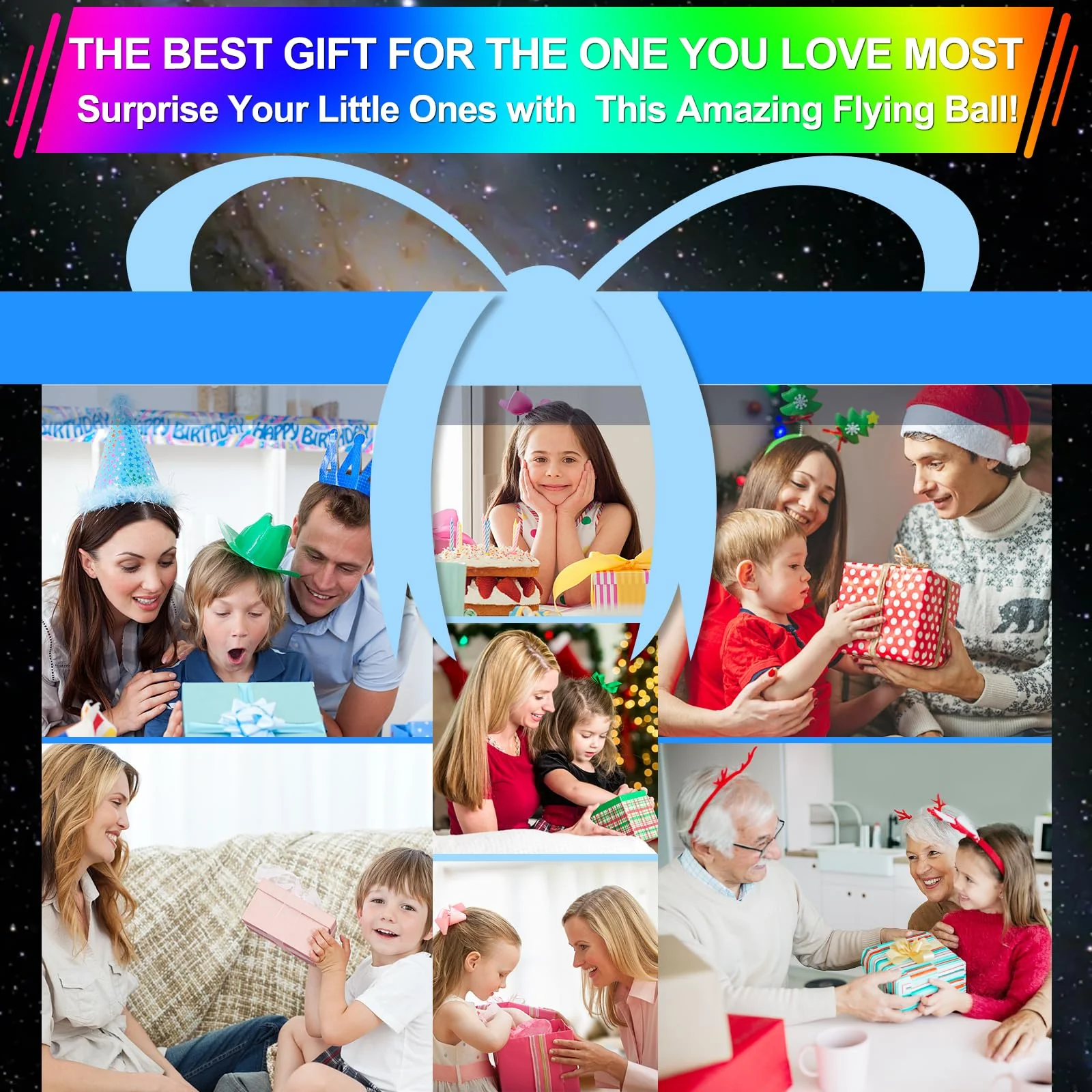 Vantexi Flying Orb Ball Toy, Parachute with LED Light, Magic Hand Controlled Mini Galaxy Hover Ball,Cosmic Globe Boomerang, Cool Christmas Birthday Gift for 6 7 8 9 10+ Year Old Boys Girls-Bright Blue - Image 2