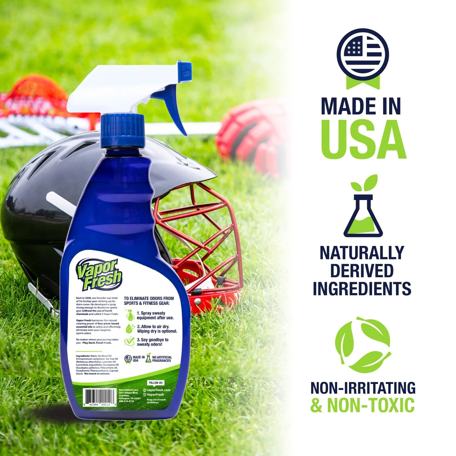 Vapor Fresh Sports Cleaner and Deodorizer - For Boxing Gloves, Sports Pads, Helmets, Gym Bags, Gym Equipment and More - Naturally Powered By Plants, 16 Fl Oz (3-Pack) - Image 7