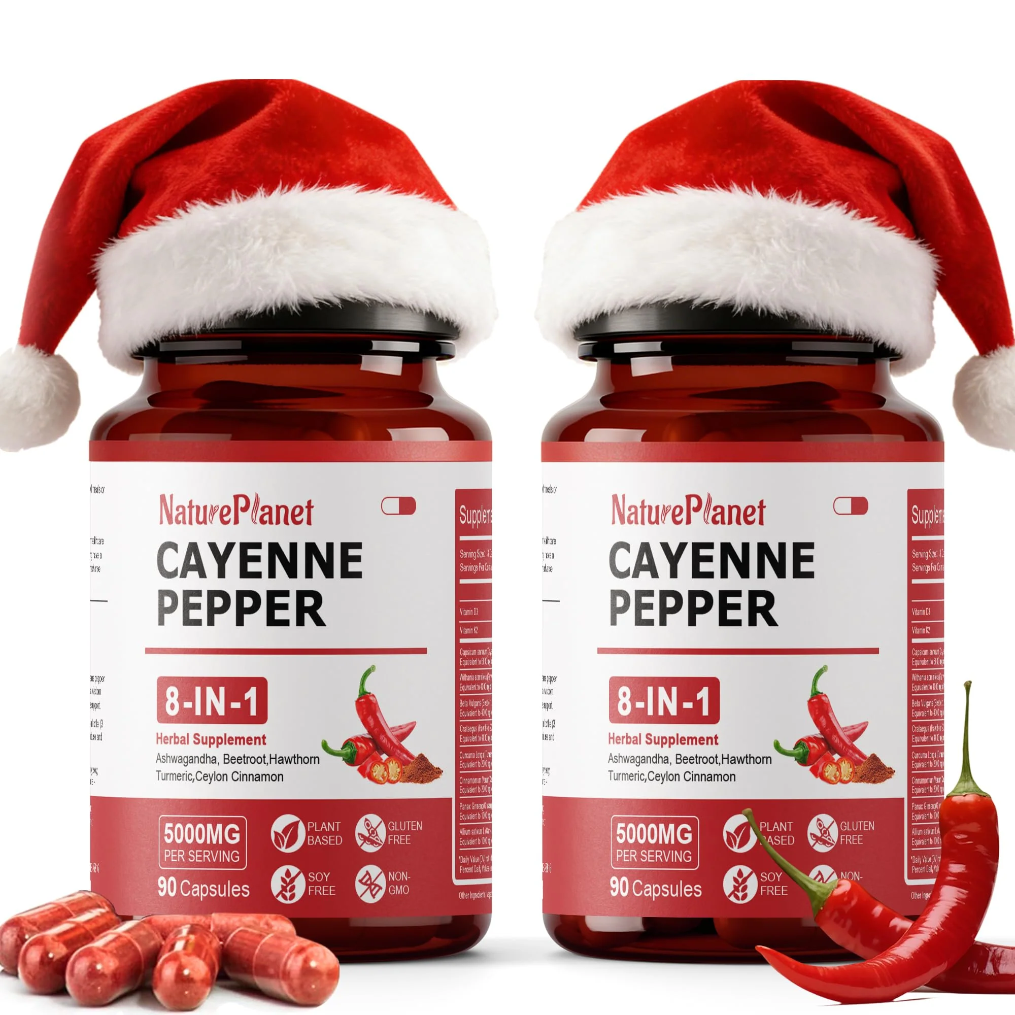 Vascu Flow Cayenne Pepper Capsules Organic Capsaicin Supplements with Beetroot Ashwagandha Hawthorn Turmeric Cinnamon Ginseng for Circulation Immune Support 180 Capsules- Made in USA