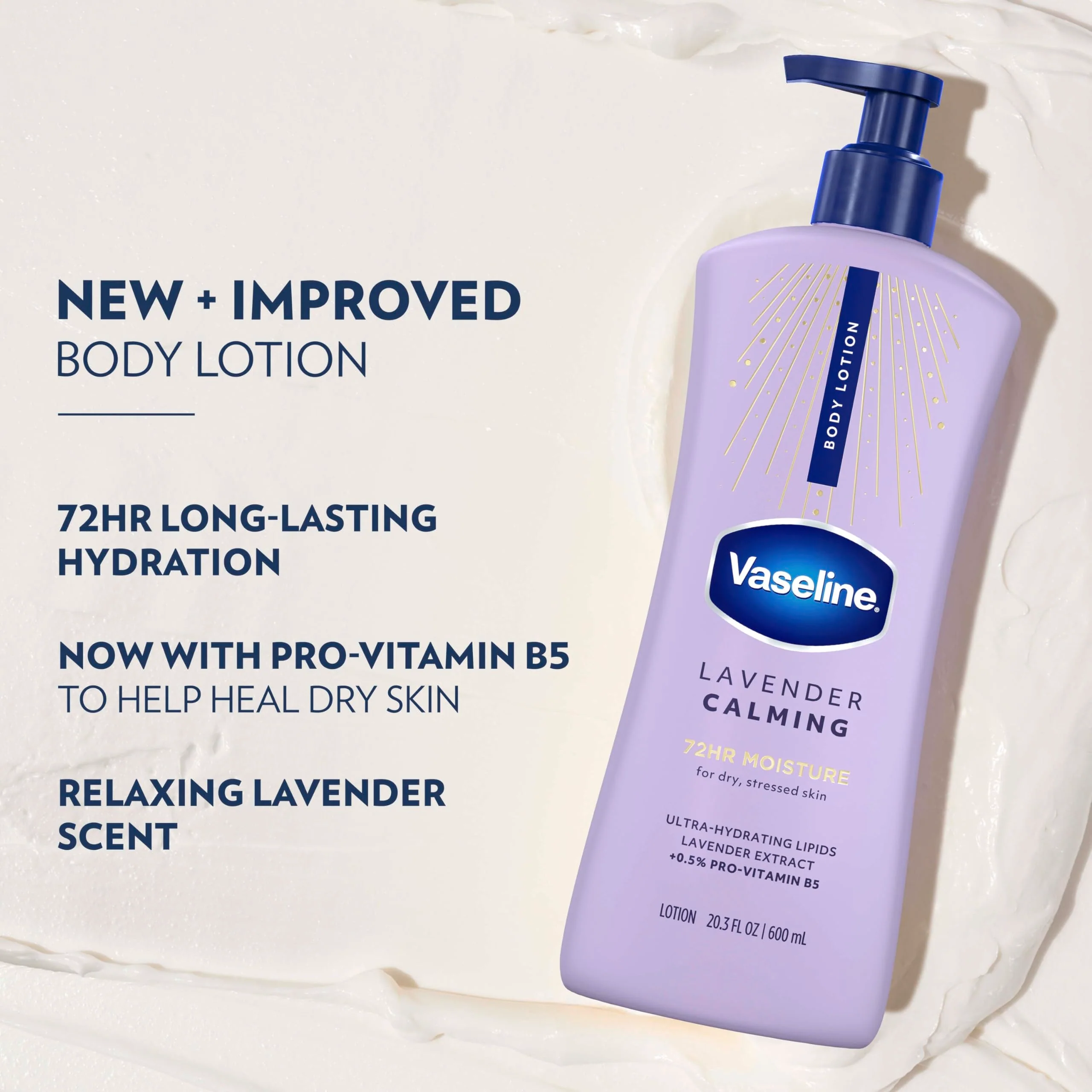 Vaseline Intensive Care Calm Healing Body Lotion 3 count for Dry Skin Made with Ultra-Hydrating Lipids and Lavender Extract to Heal and Restore Dry Skin 20.3 oz - Image 8