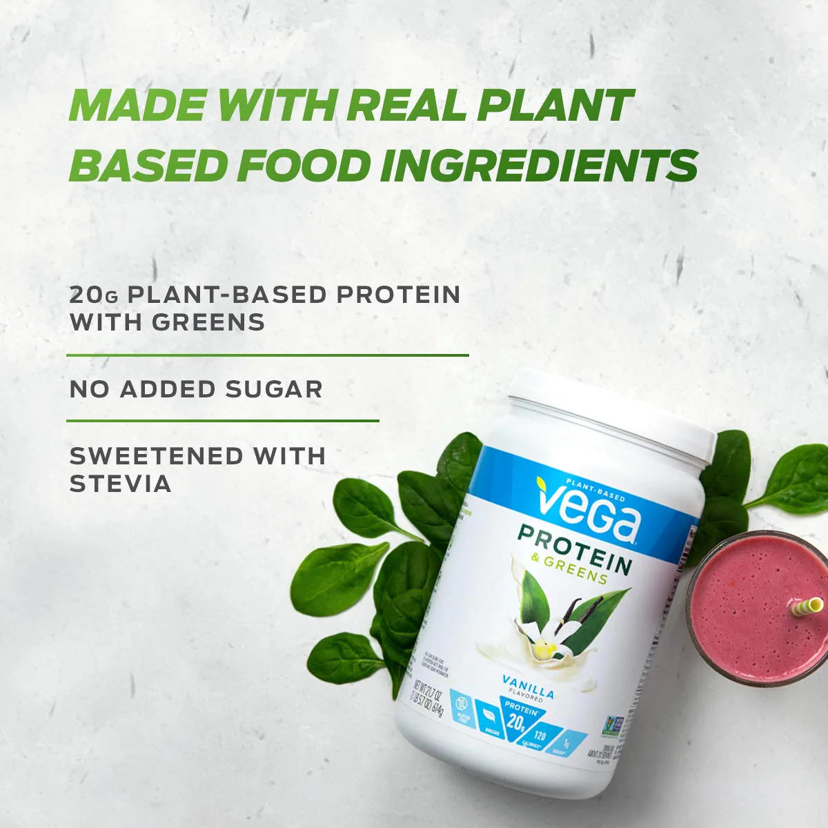 Vega Protein and Greens, Salted Caramel, Plant Based Protein Powder Plus Veggies, Vegan Protein Powder, Keto-Friendly, Vegetarian, Gluten Free, Soy Free, Dairy Free, Lactose Free, 25 Servings, 26.5 Ounce - Image 3