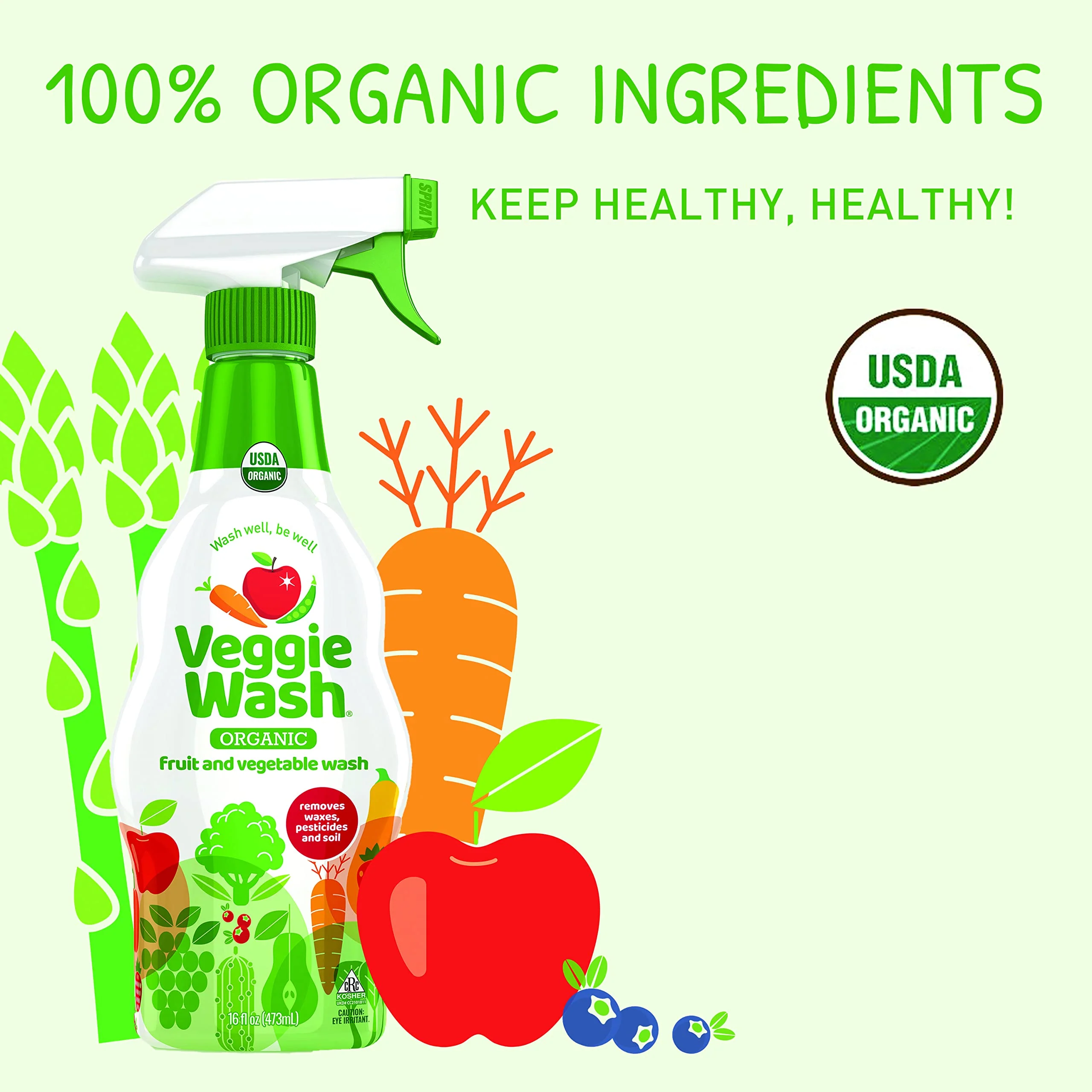 Veggie Wash Organic Fruit and Vegetable Wash Refill, Certified Organic, Ideal for Cleaning Produce, 32 Fluid Ounce, Pack of 2 - Image 2